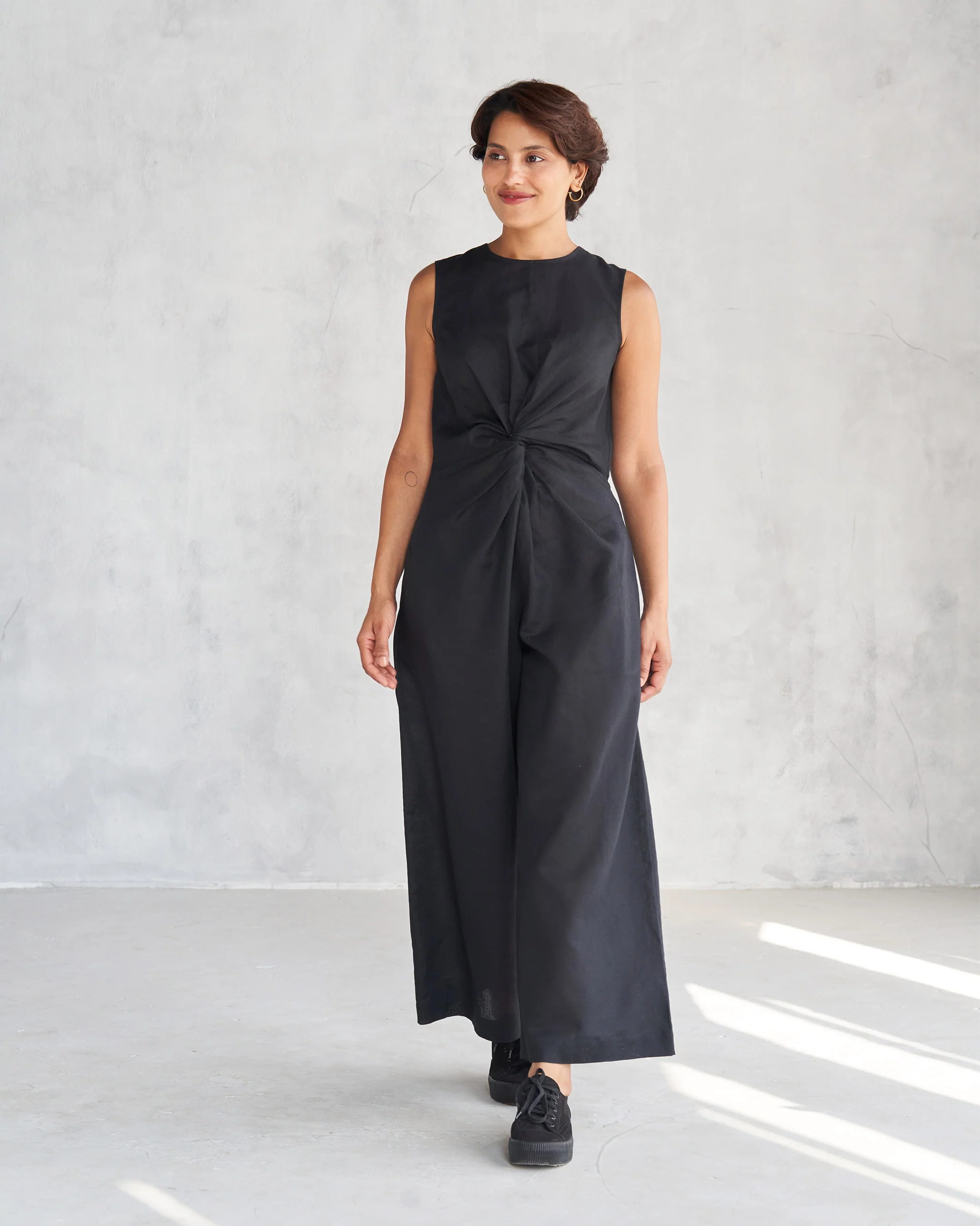 Front Knot Jumpsuit - Black - Image 7