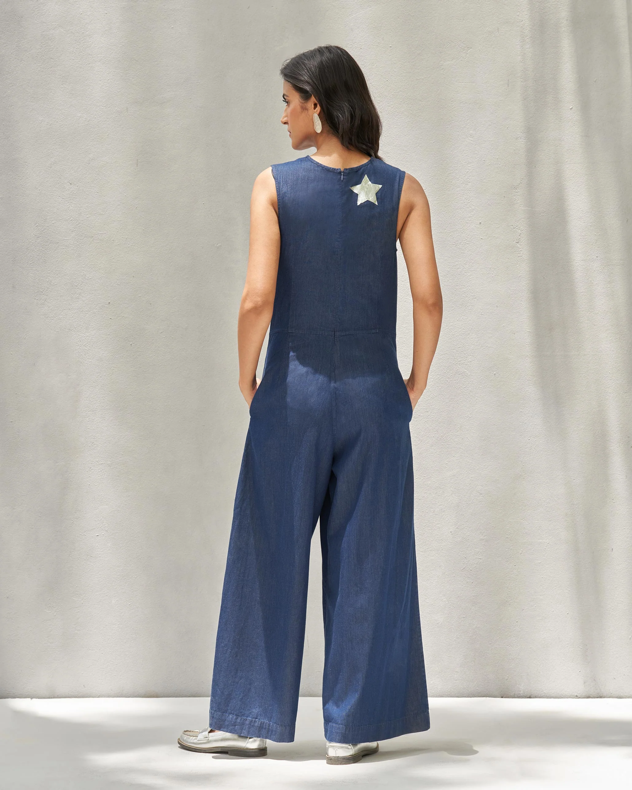 Front Knot Jumpsuit - Denim - Image 3