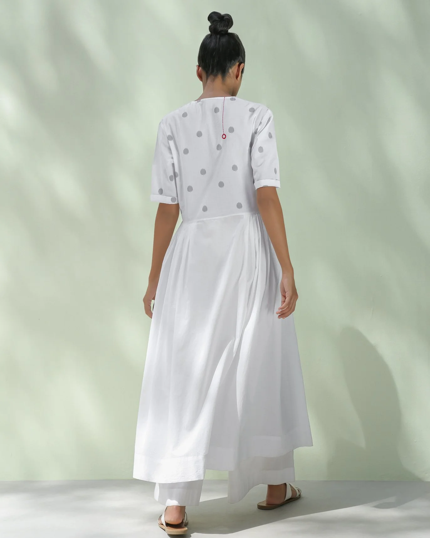 Front Overlap Yoke Kurta - Grey Ikat - Image 2