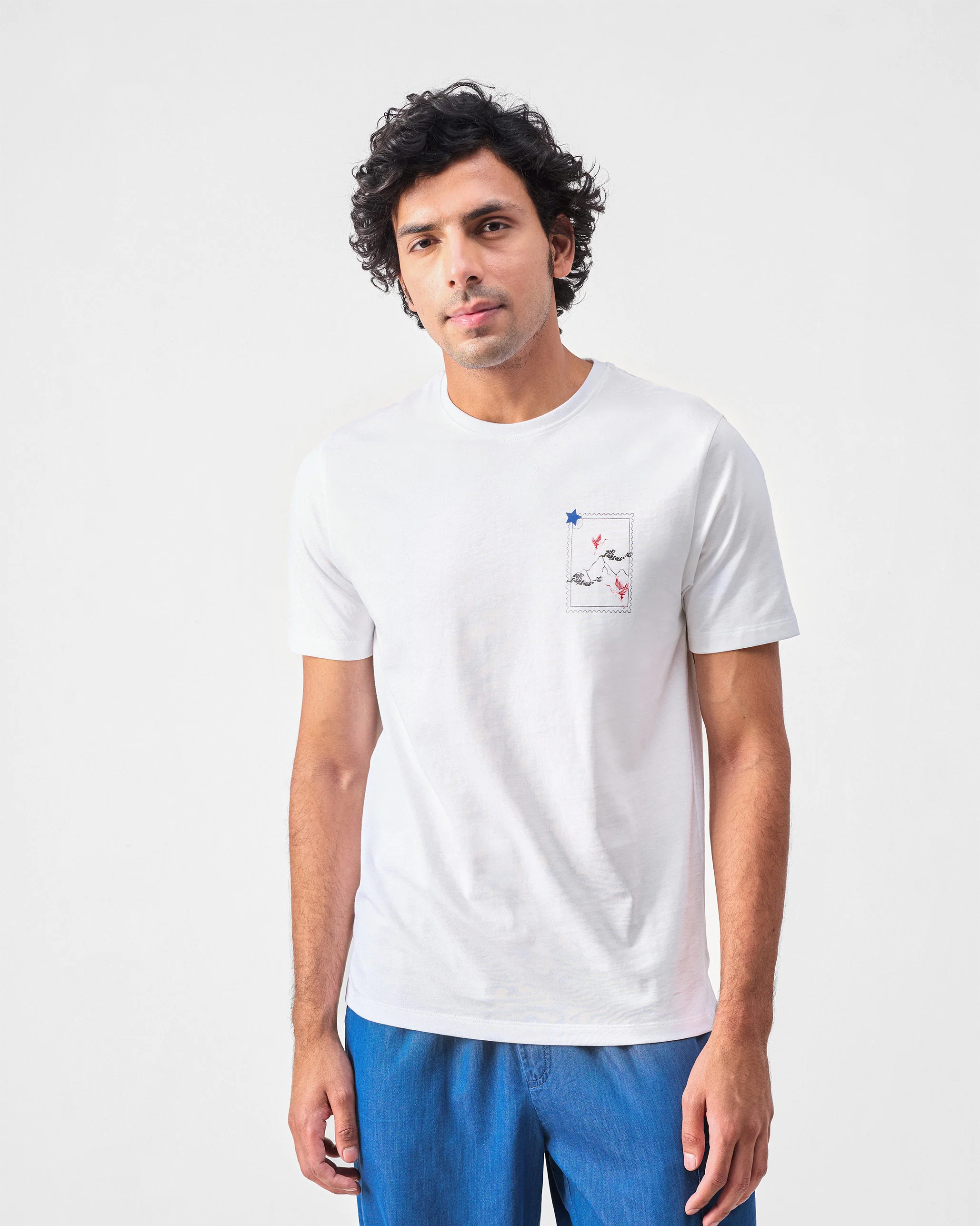 Fuji Flying Crane T-shirt - White & Red Crane - Image 2