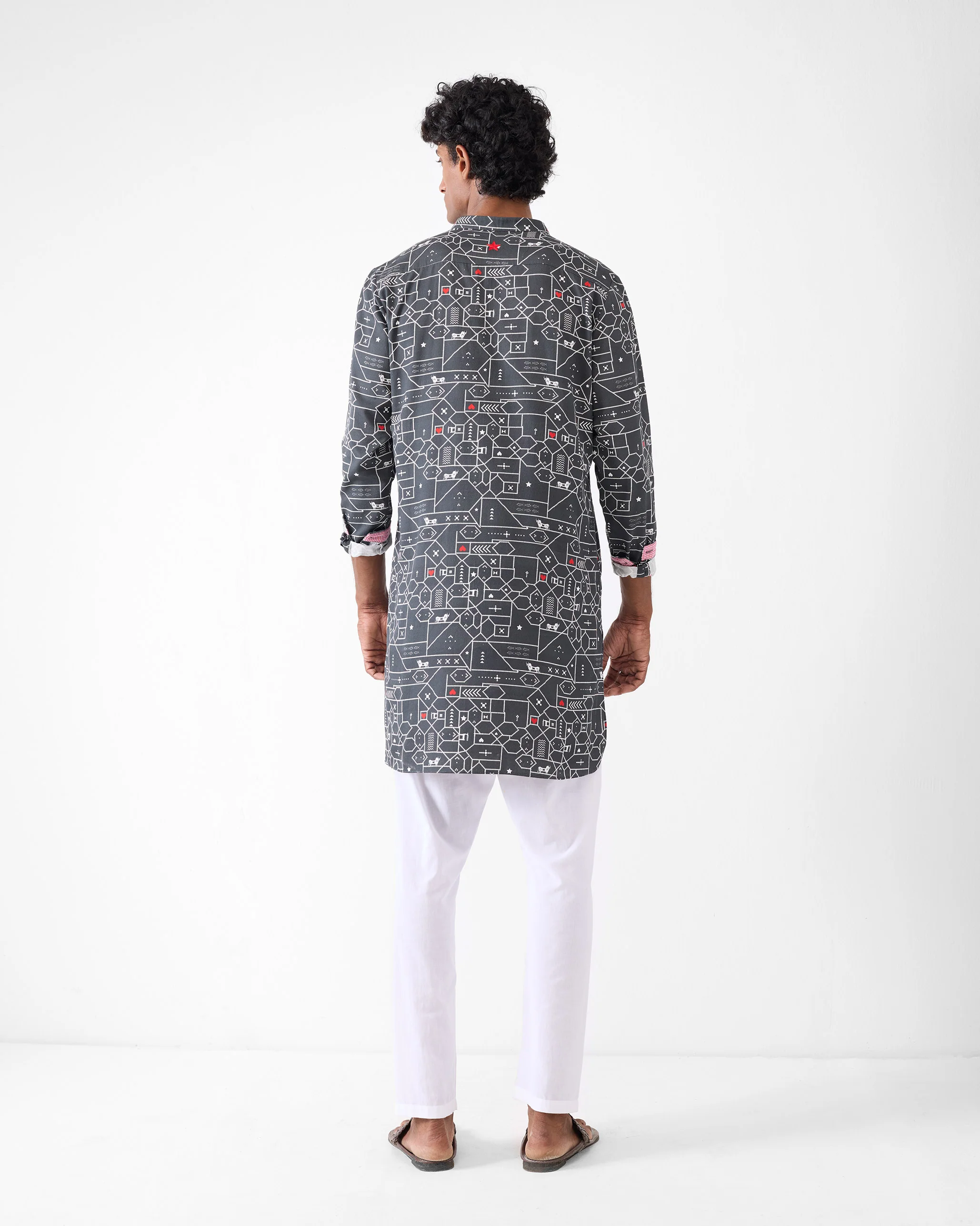 Galle Kurta - Black & Grey Print - Image 3