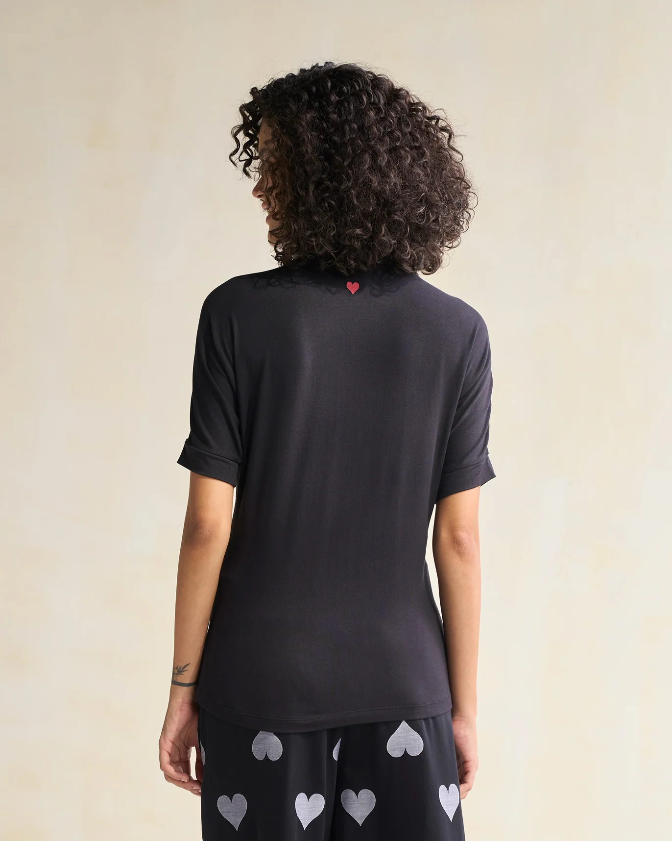 Gathered Jersey Top - Black - Image 4