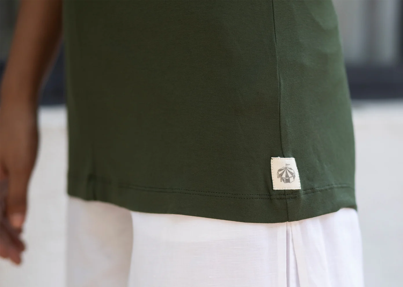Gathered Jersey Top - Olive - Image 3