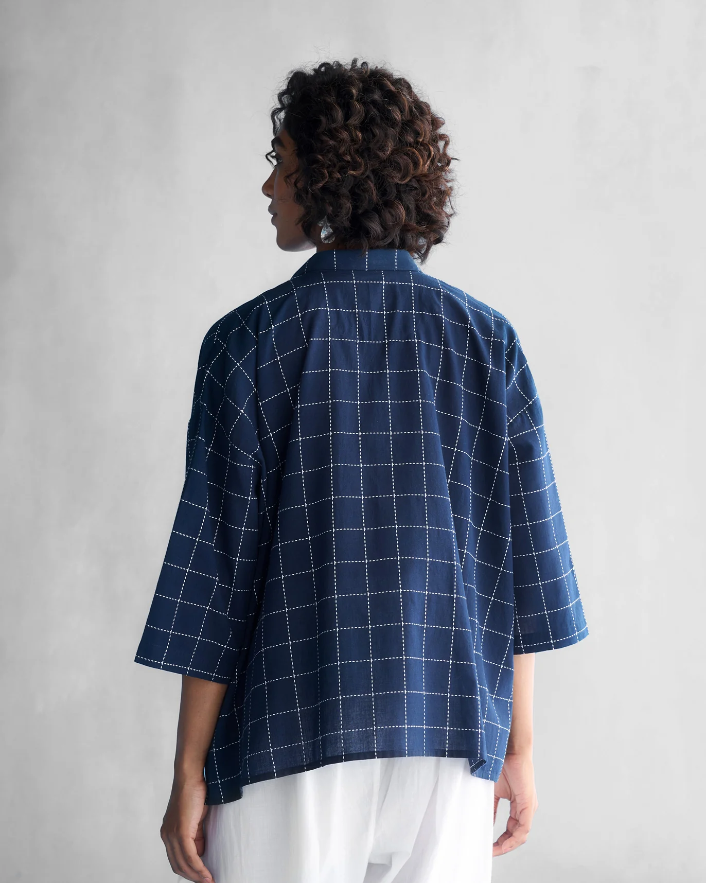 Gathered Shirt - Navy - Image 4