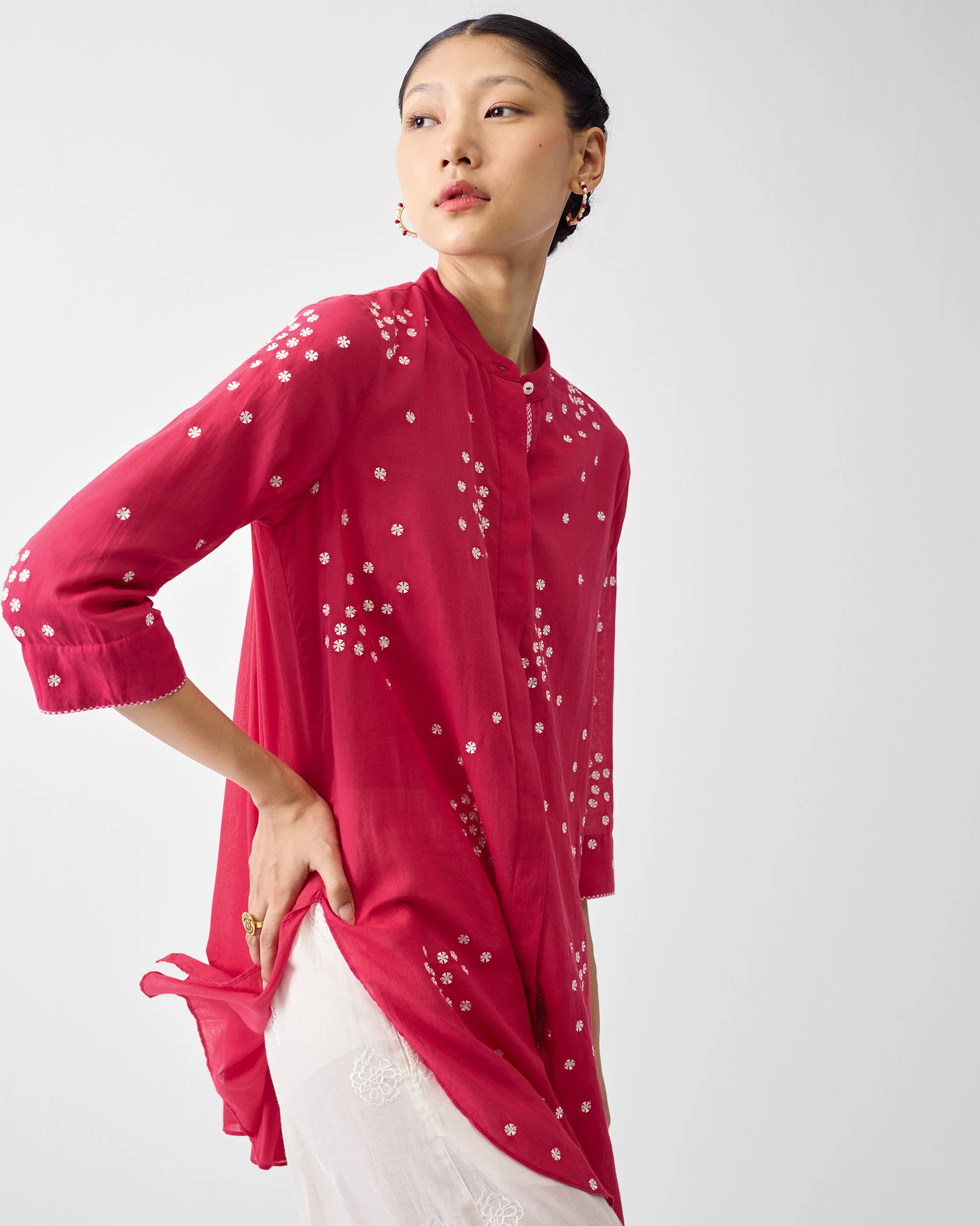 Gaya Top - Watermelon & Ivory Embroidered - Image 2