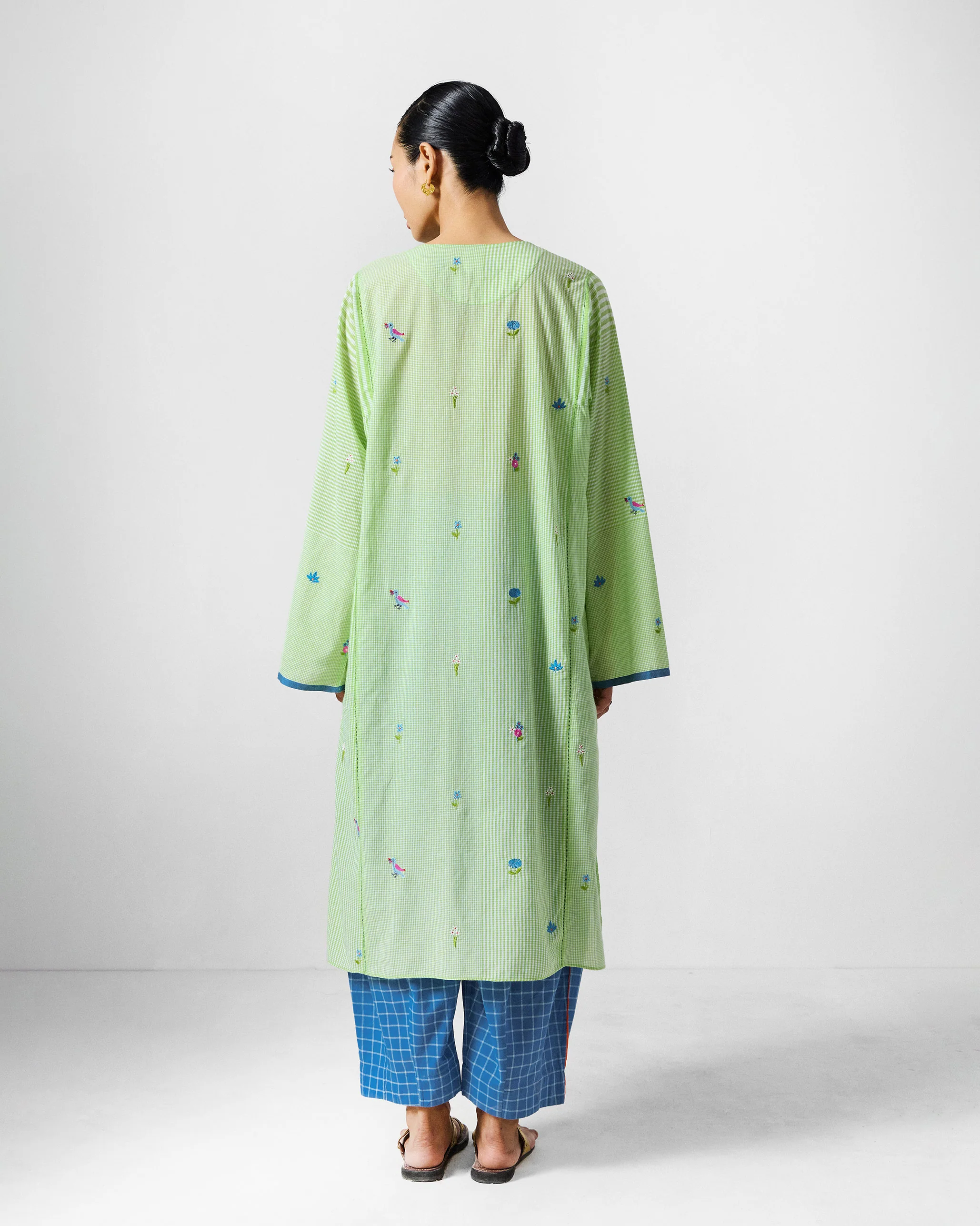 Gigi Kurta - Green & White Embroidered - Image 3