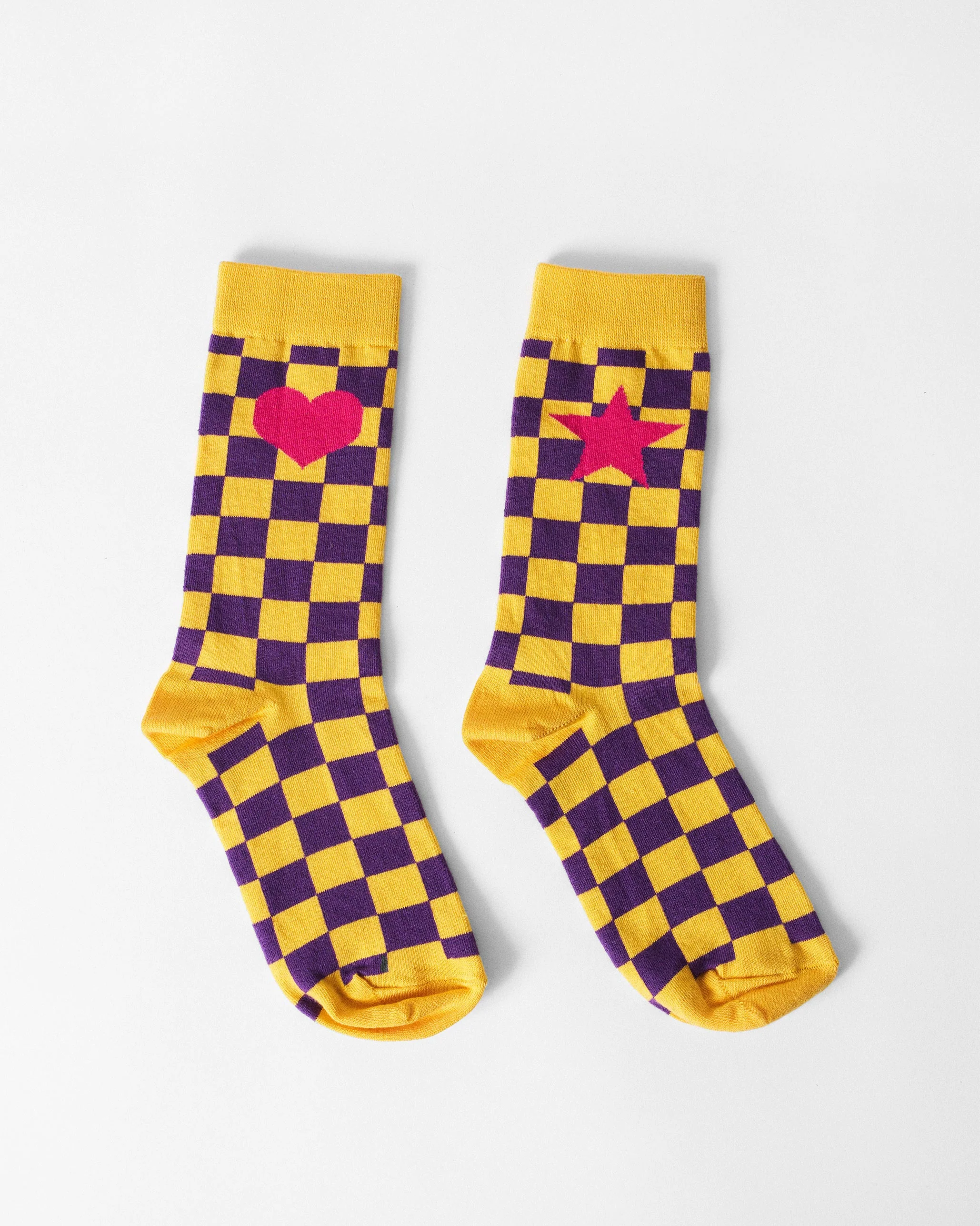 Gingham Glow Socks - Purple & Yellow - Image 2