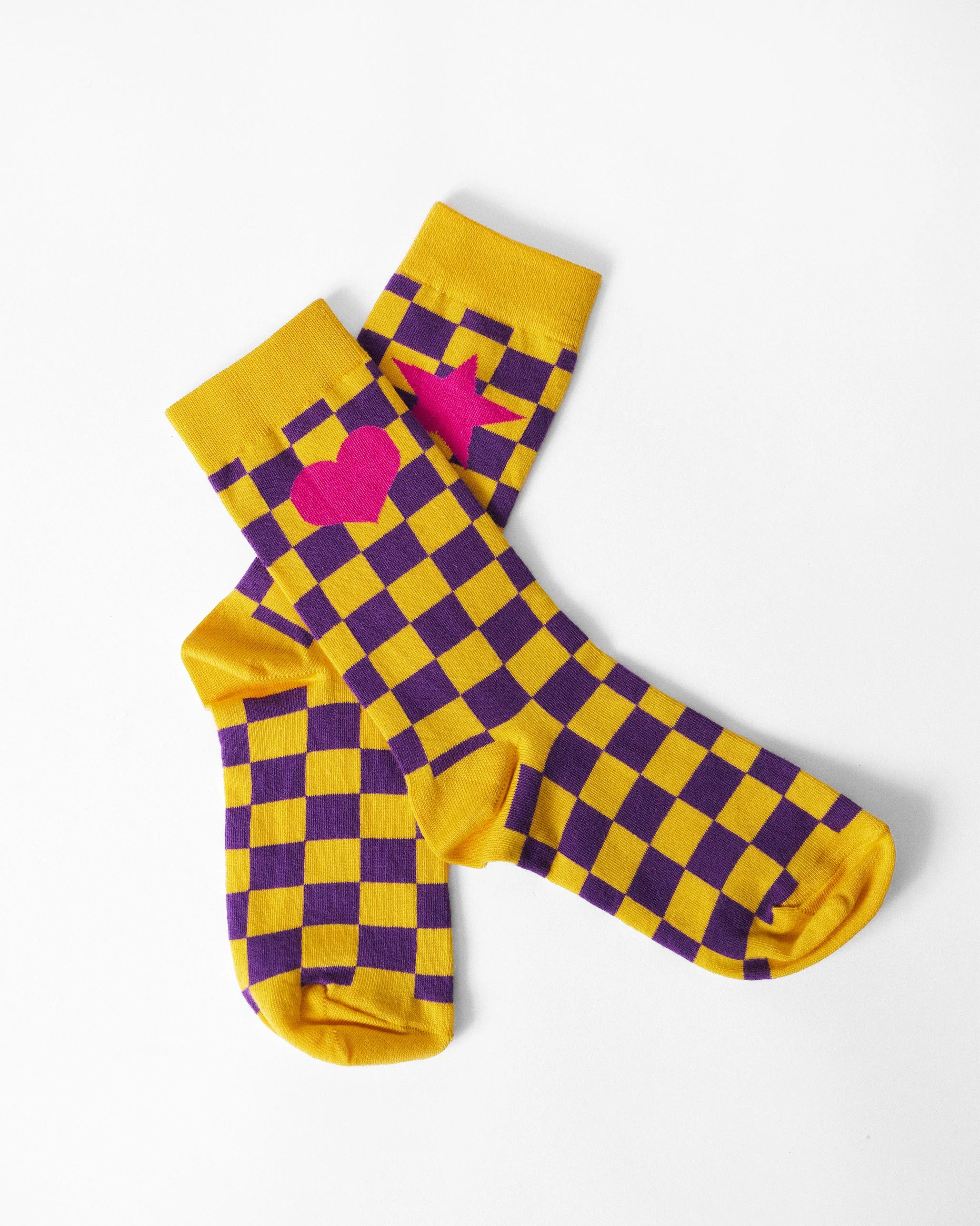 Gingham Glow Socks - Purple & Yellow - Image 3