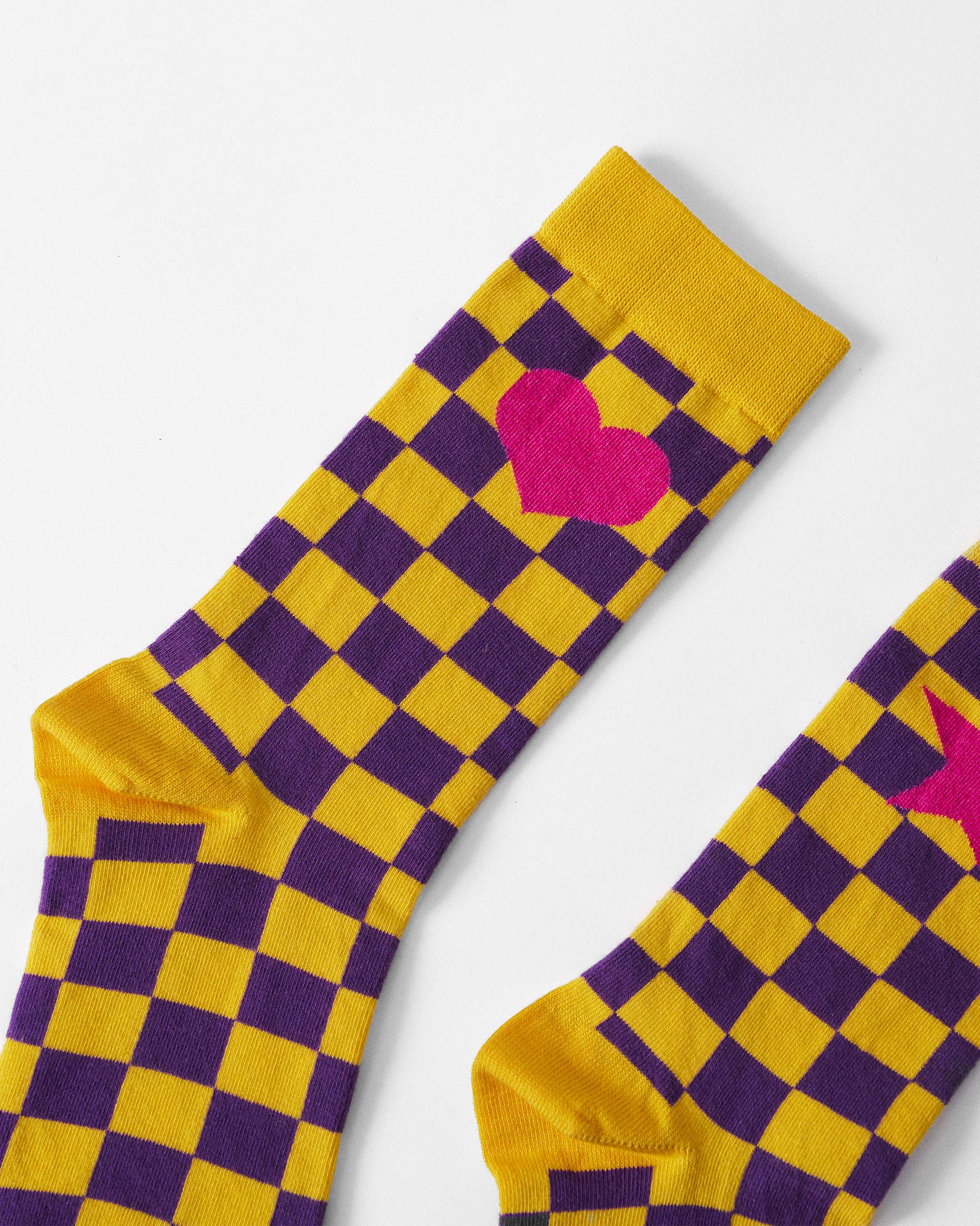 Gingham Glow Socks - Purple & Yellow - Image 4