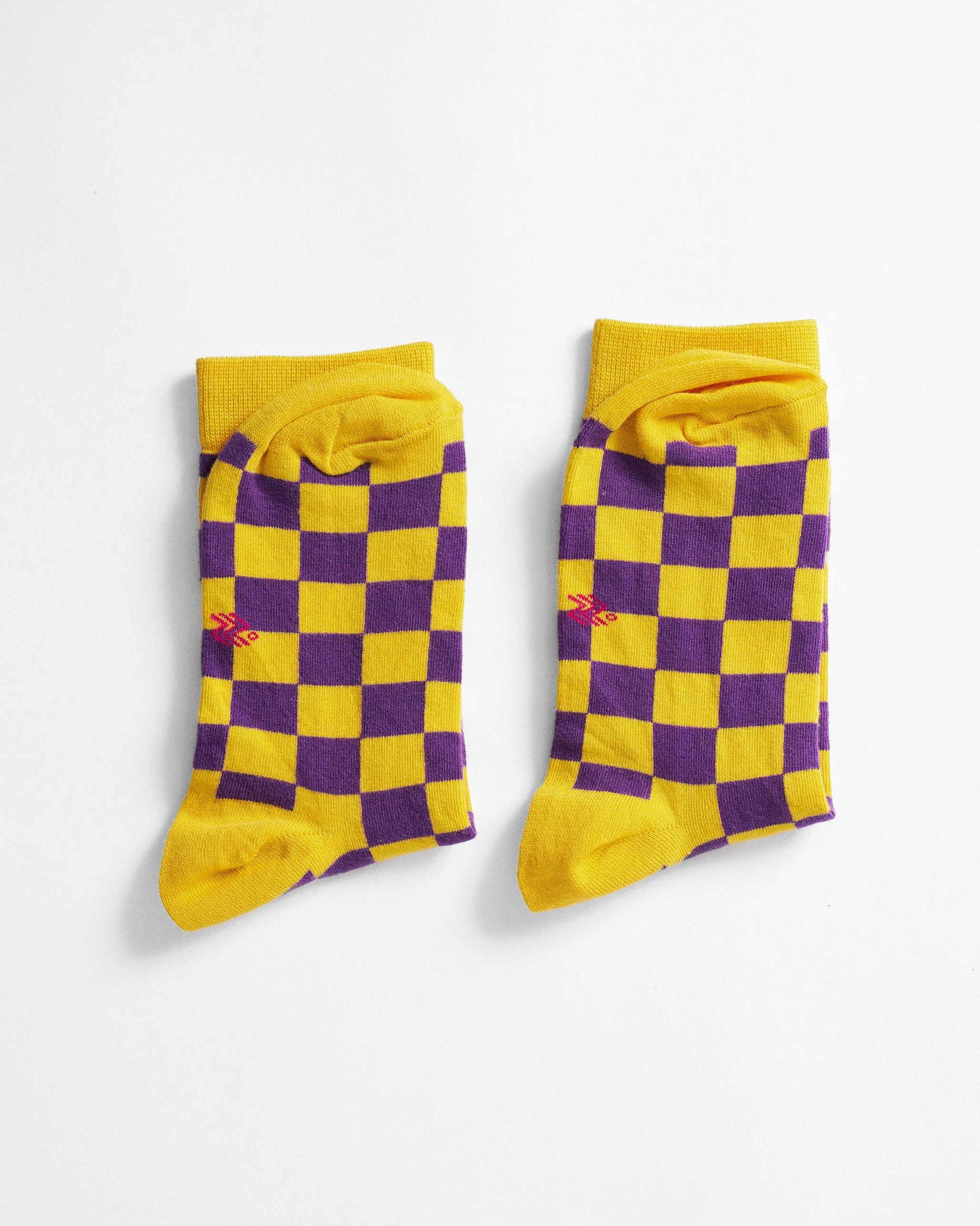 Gingham Glow Socks - Purple & Yellow - Image 5