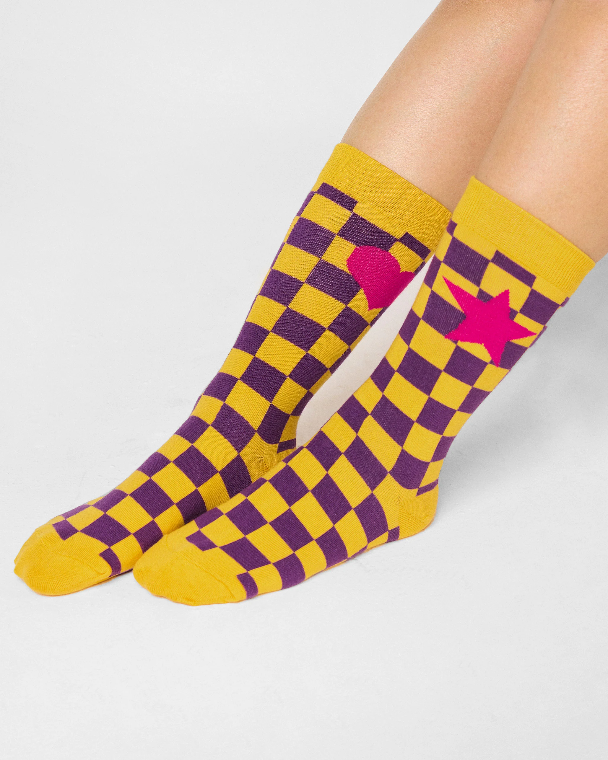 Gingham Glow Socks - Purple & Yellow - Image 9
