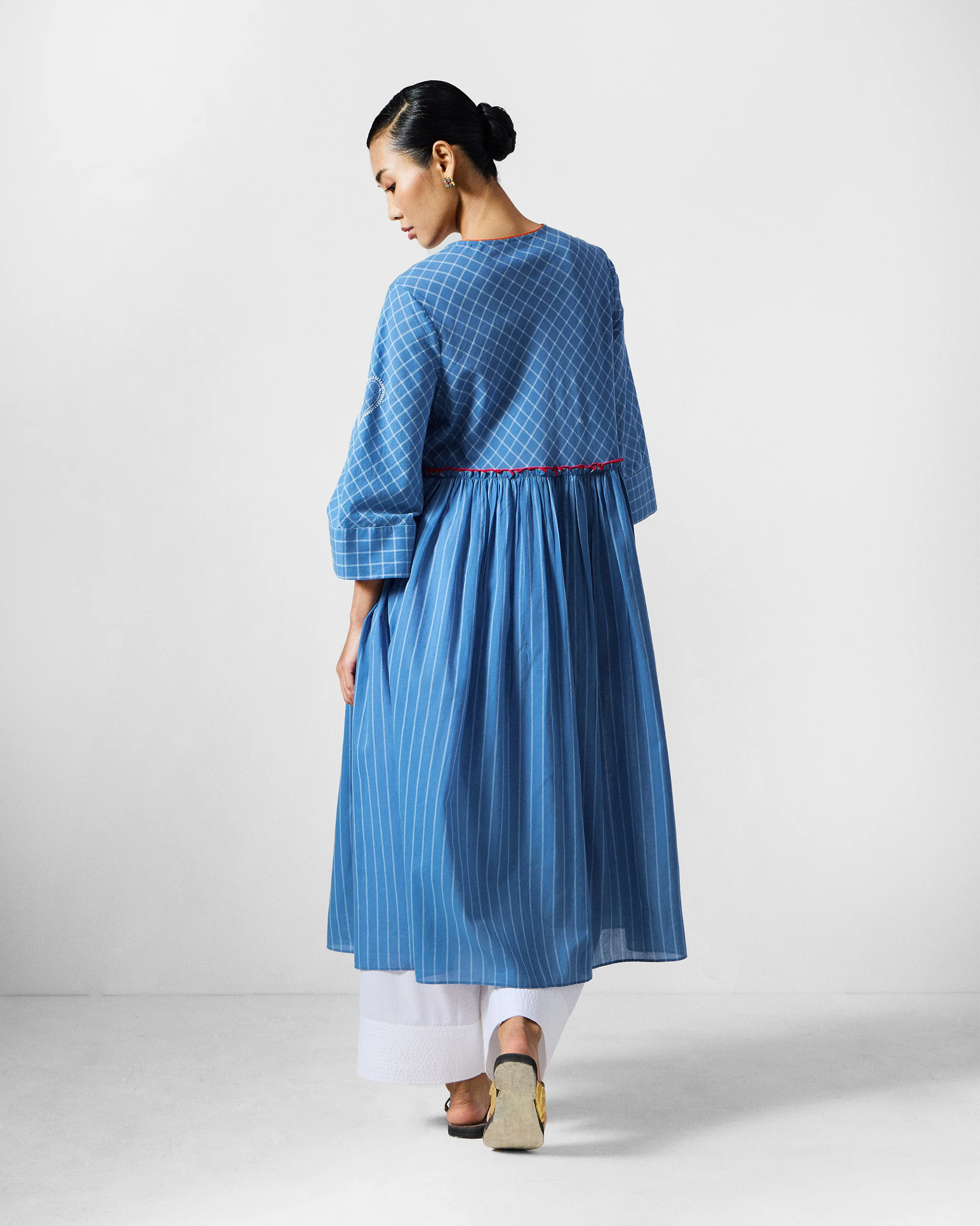 Giri Kurta - Blue & White Checks - Image 4