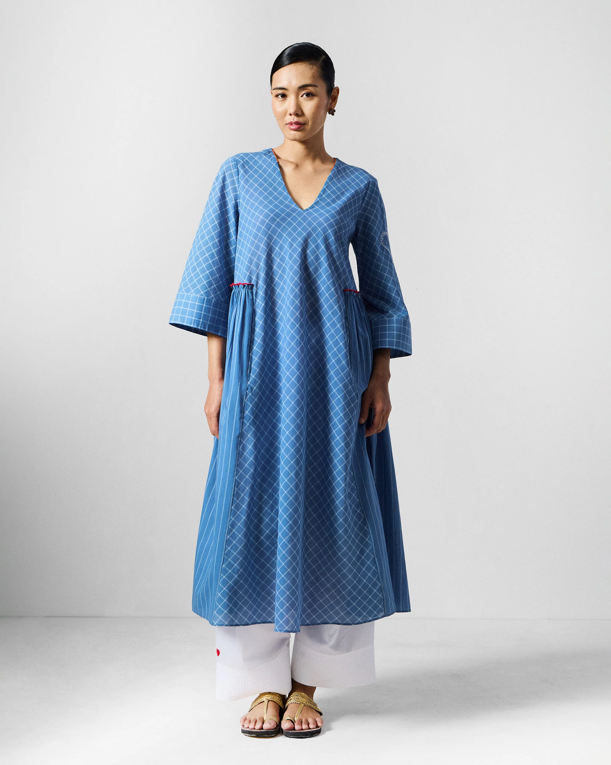 Giri Kurta - Blue & White Checks - Image 5