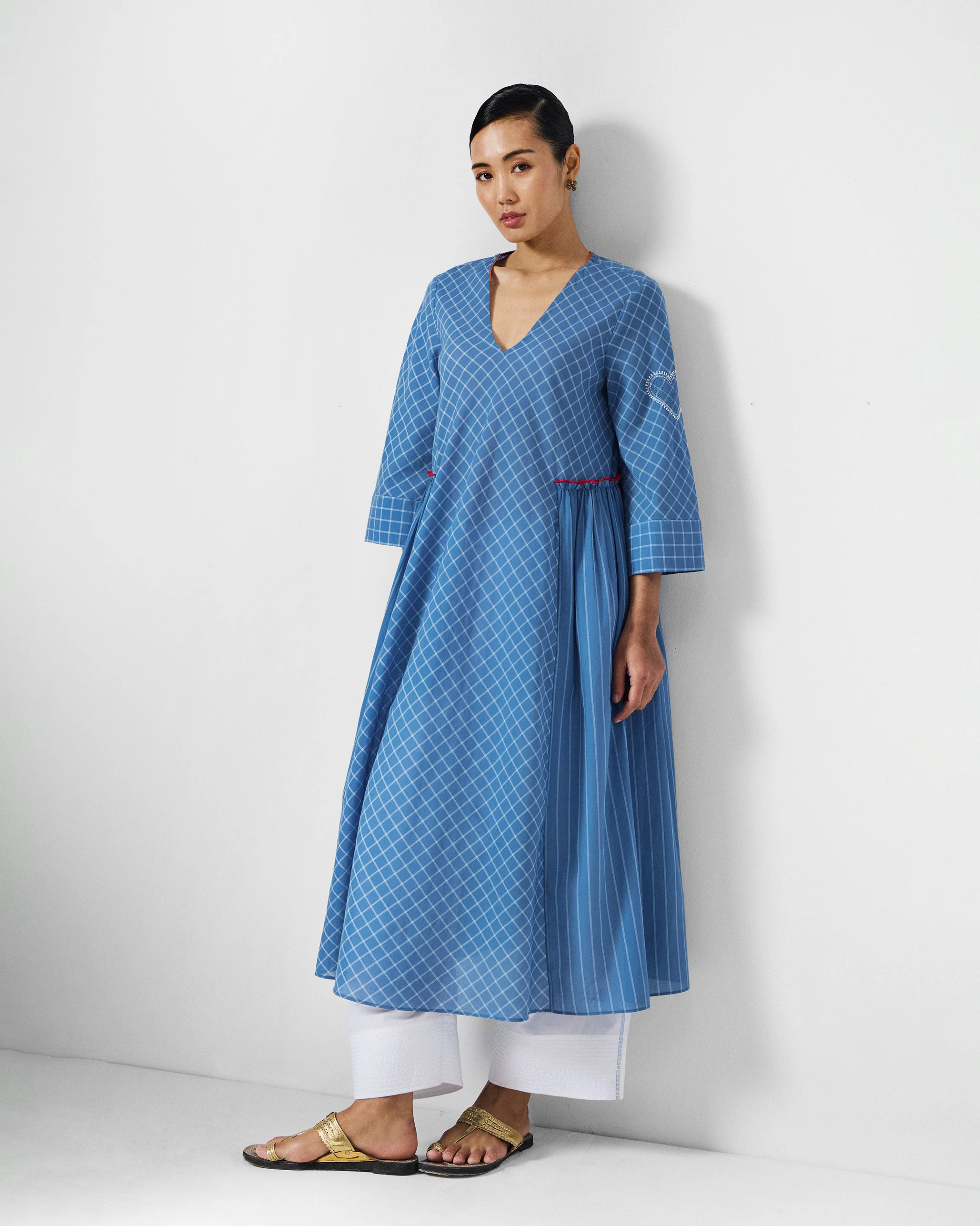 Giri Kurta - Blue & White Checks - Image 8