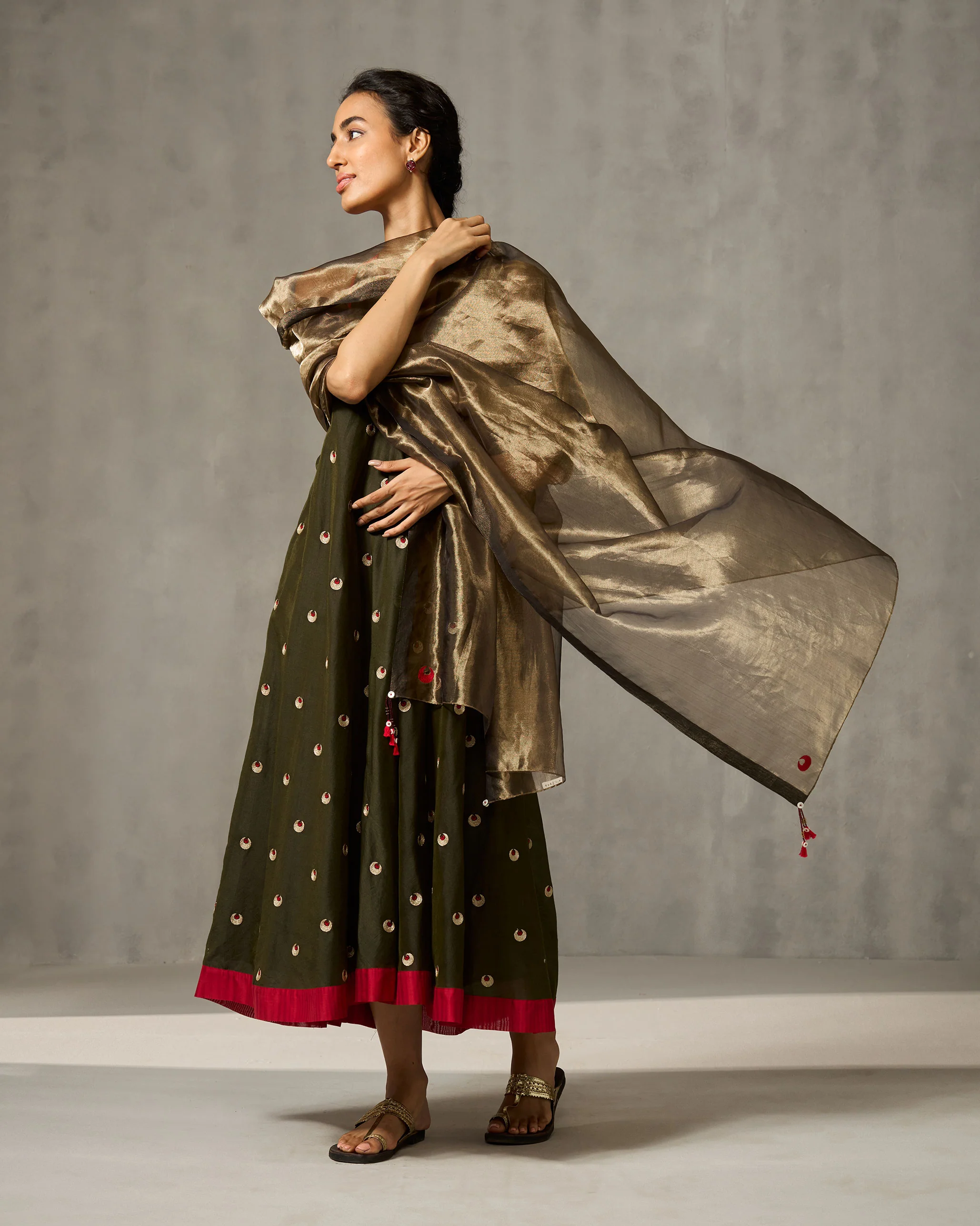 Glow Tissue Dupatta - Gold - Image 3