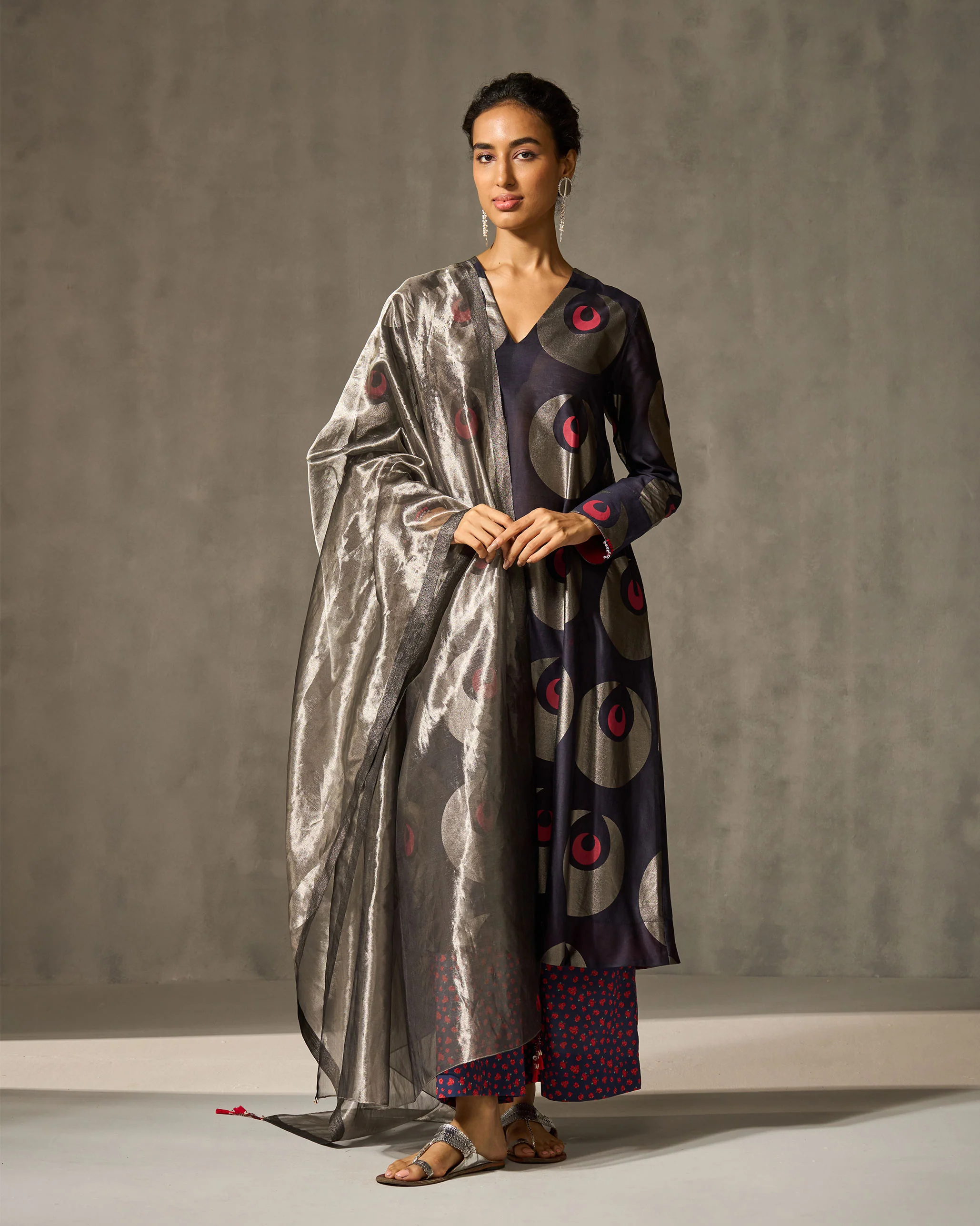 Glow Tissue Dupatta - Silver - Image 3