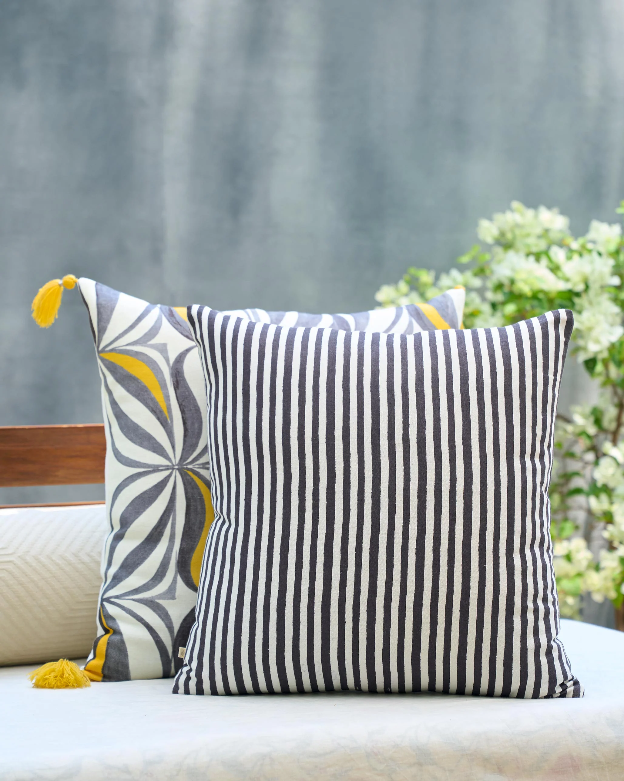 Gota Palm Cushion Cover - Charcoal - Image 3