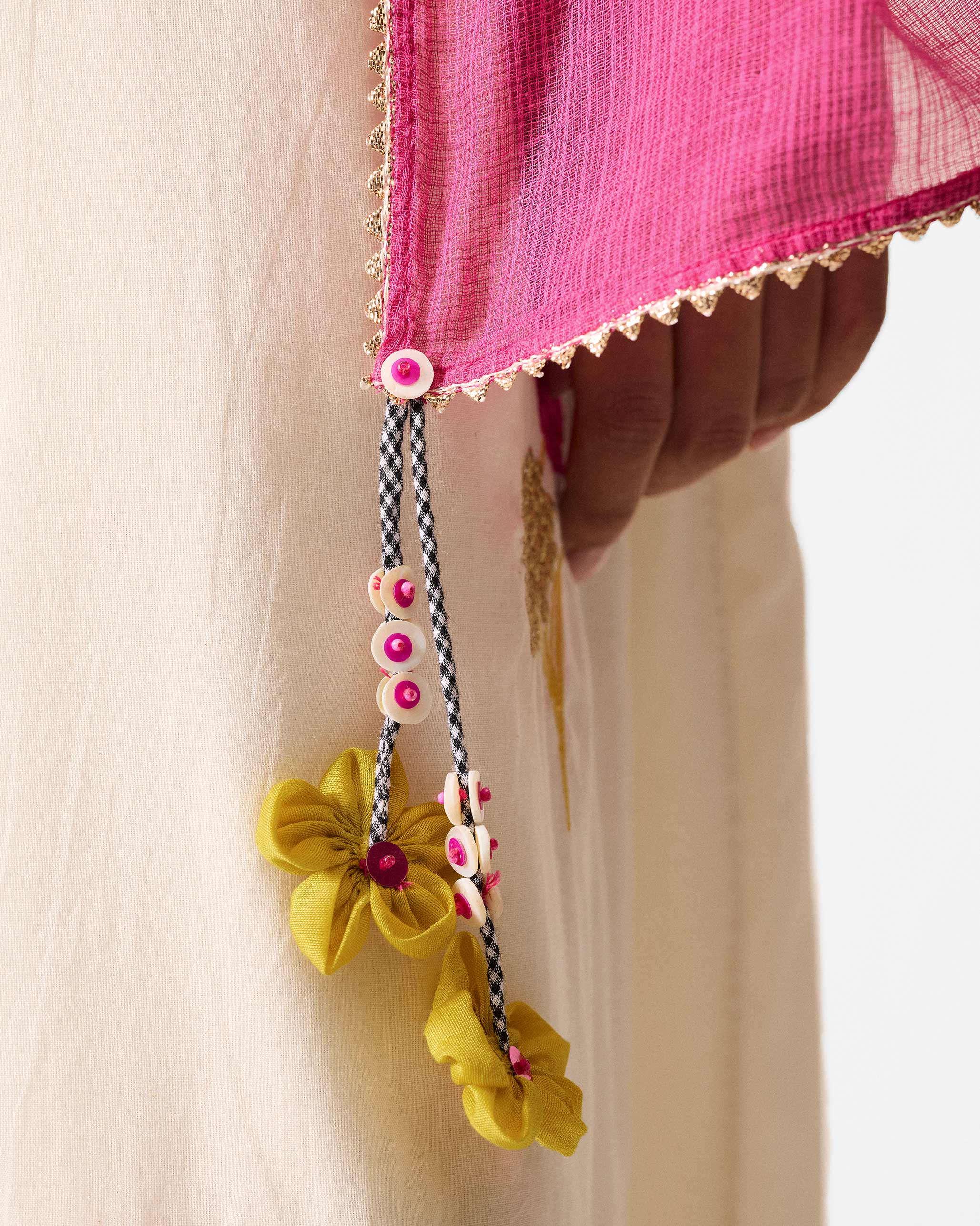 Gul Dupatta - Fuchsia & Gold Embroidered - Image 5