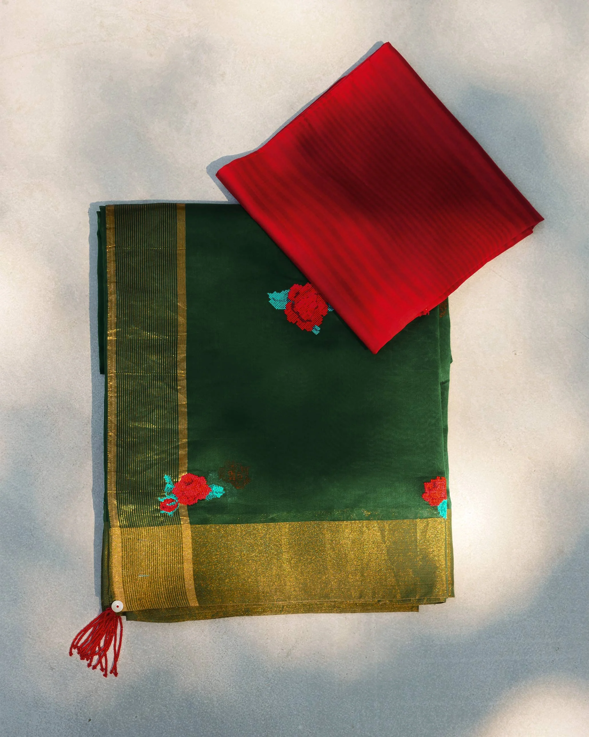 Gulab Sari - Green Embroidered - Image 5