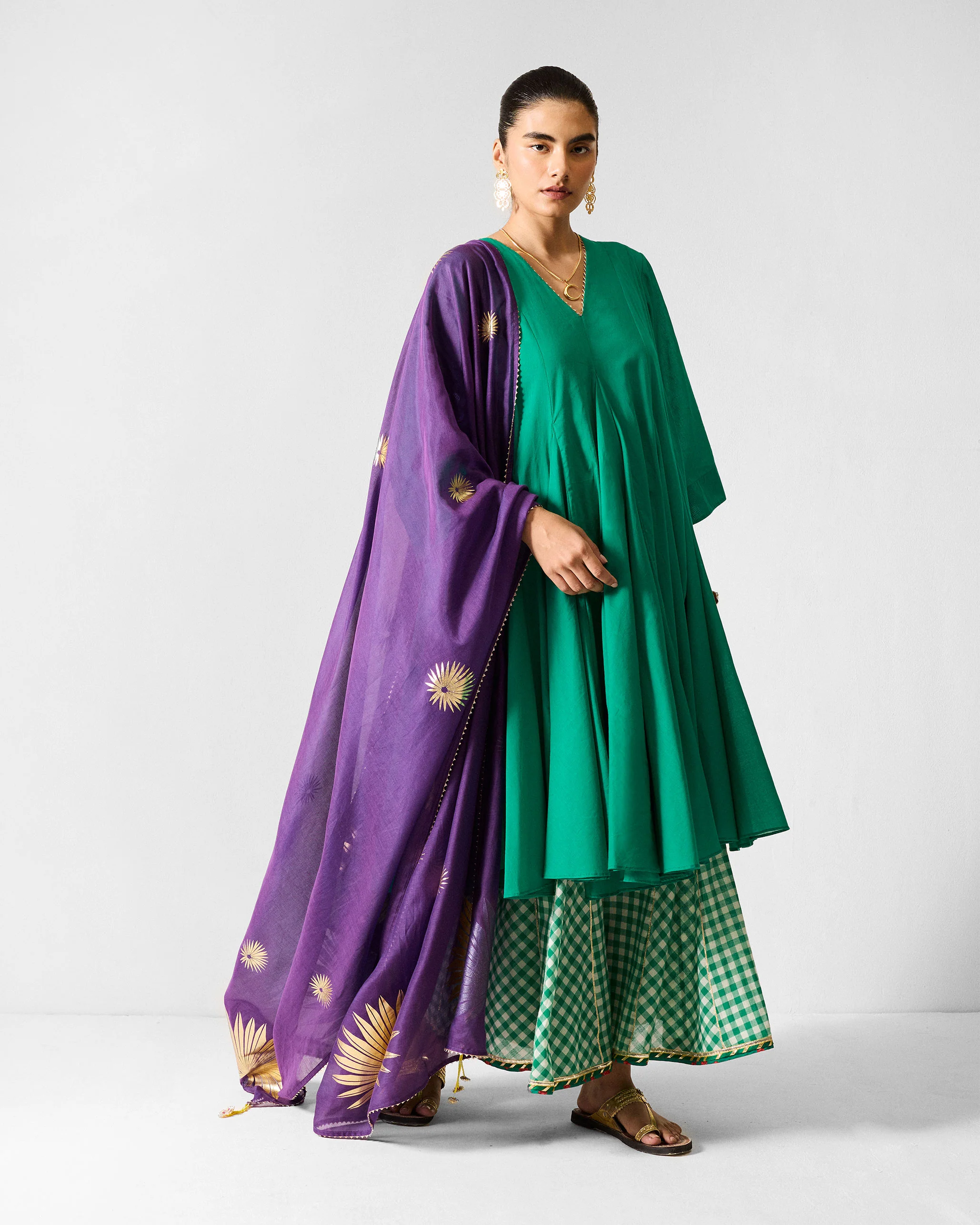 Gusset Long Kurta - Green - Image 6