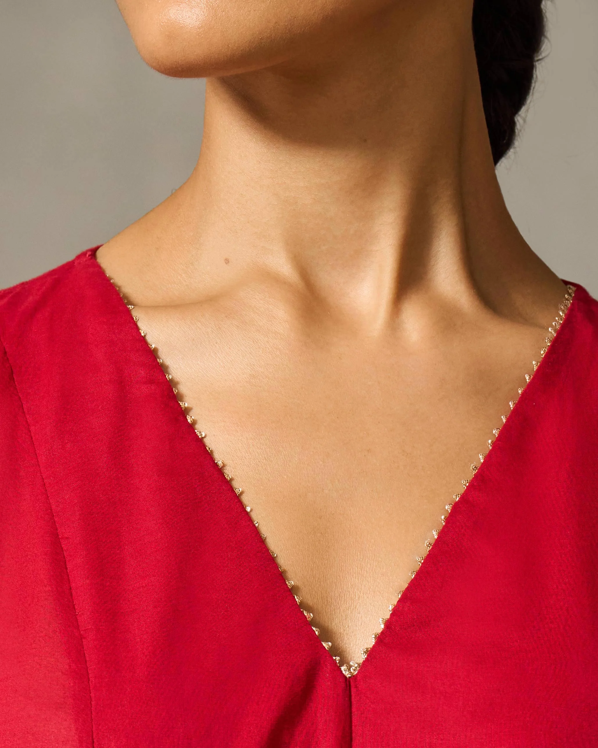 Gusset Long Kurta - Red - Image 2