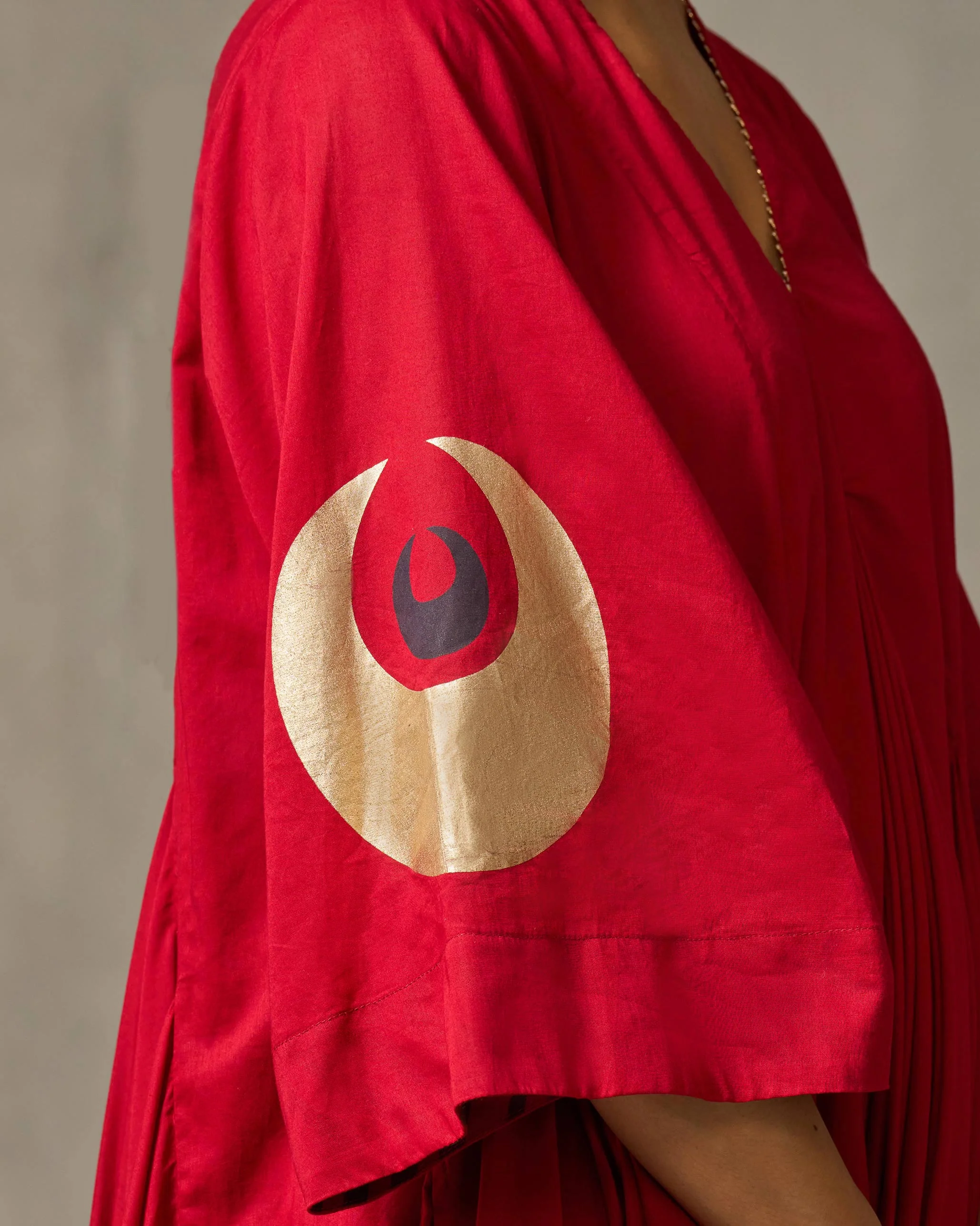 Gusset Long Kurta - Red - Image 3