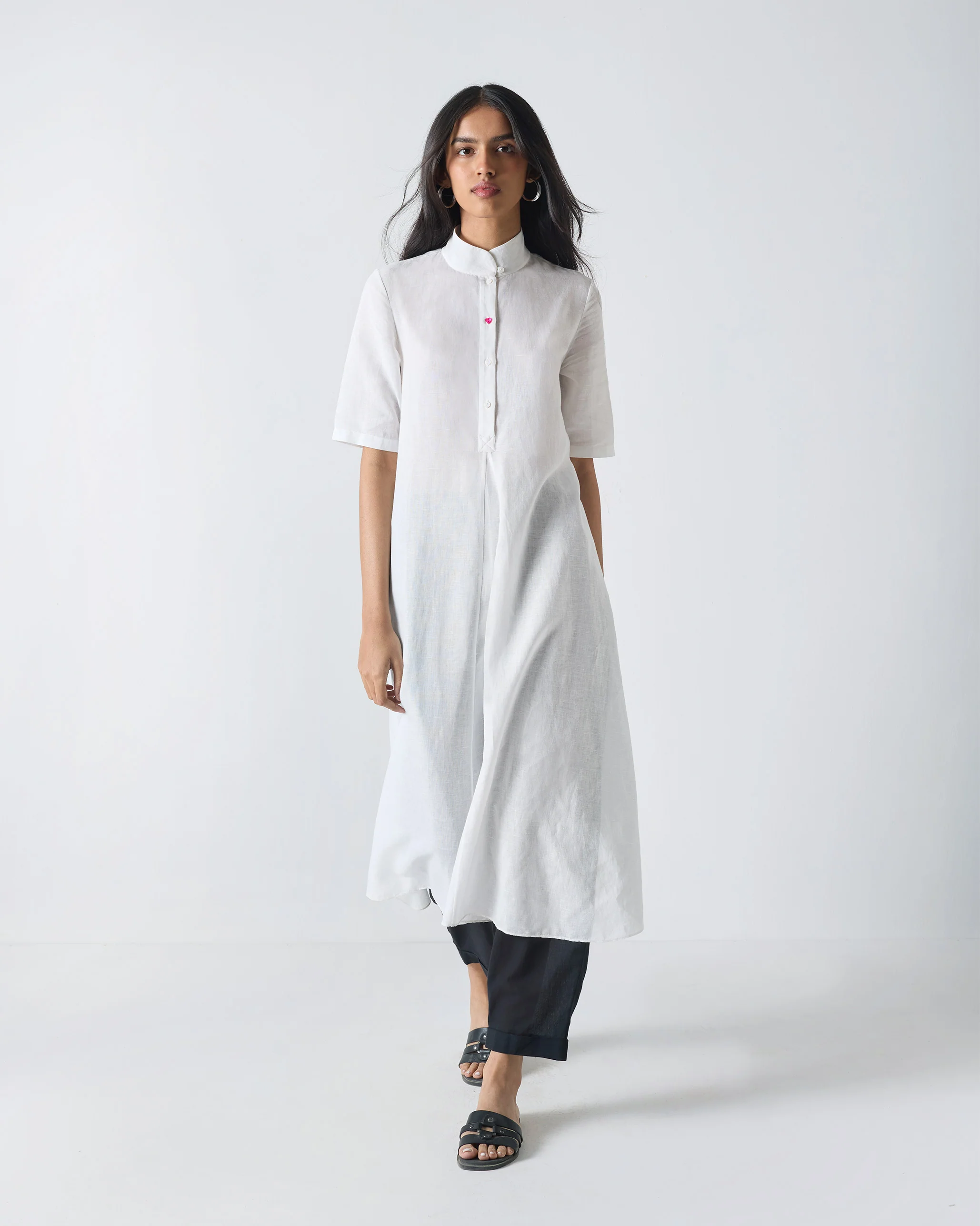 Gusset Slit Kurta - White - Image 2