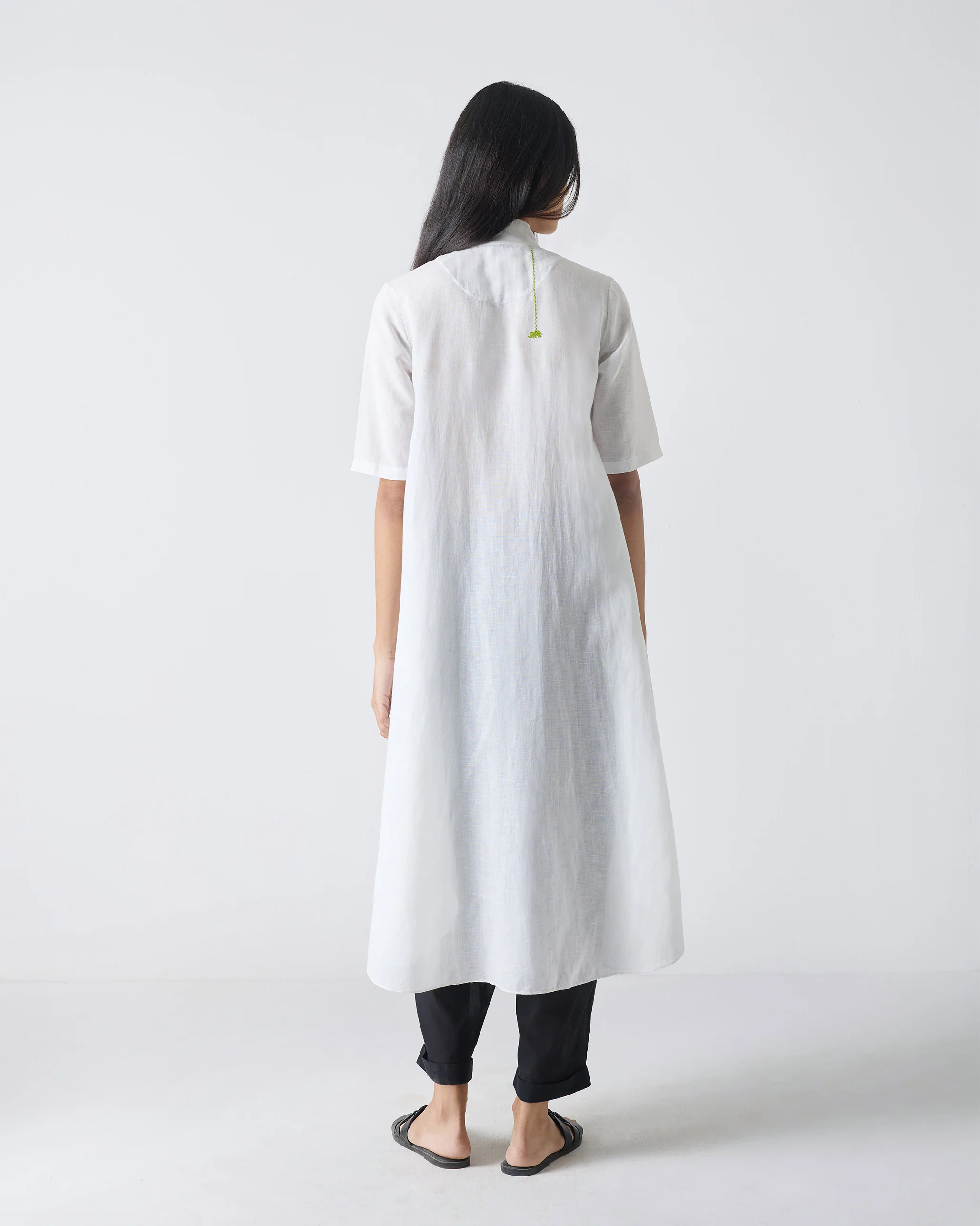 Gusset Slit Kurta - White - Image 3