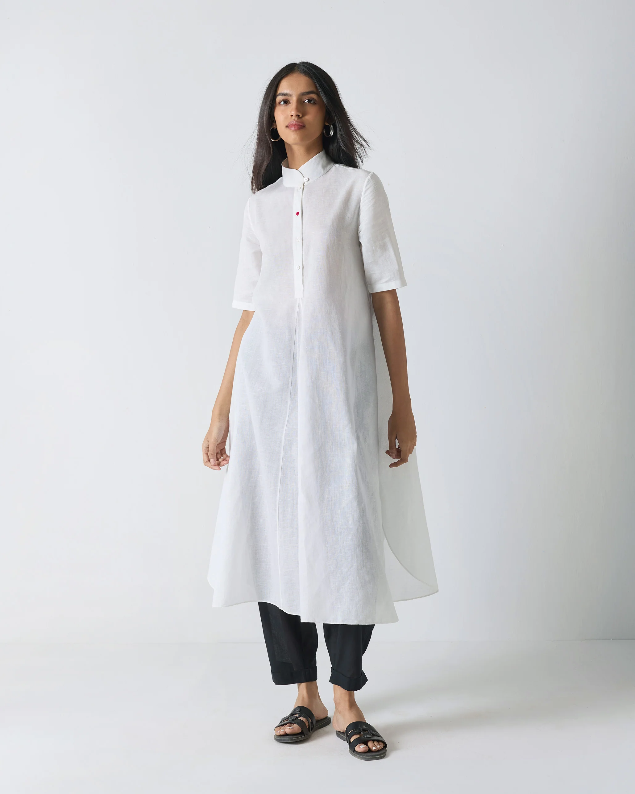 Gusset Slit Kurta - White - Image 6