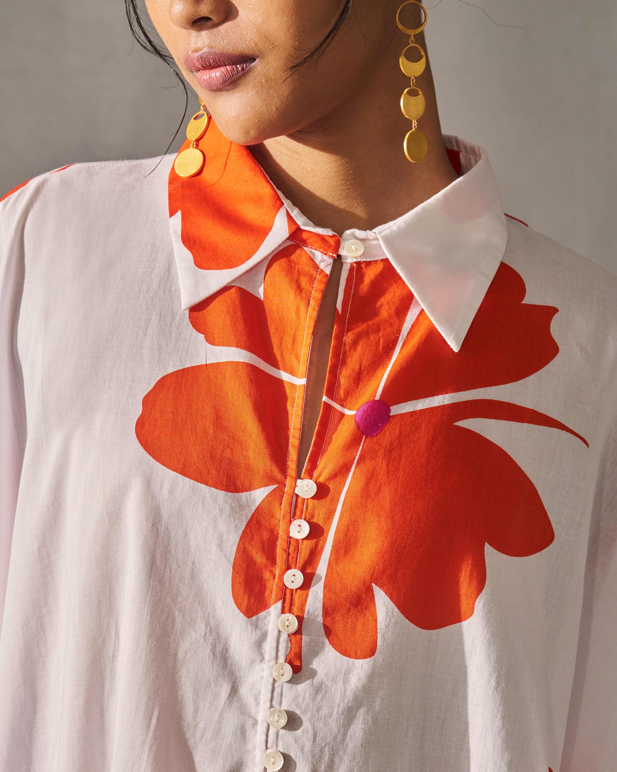 Hala Tunic - White & Orange - Image 2