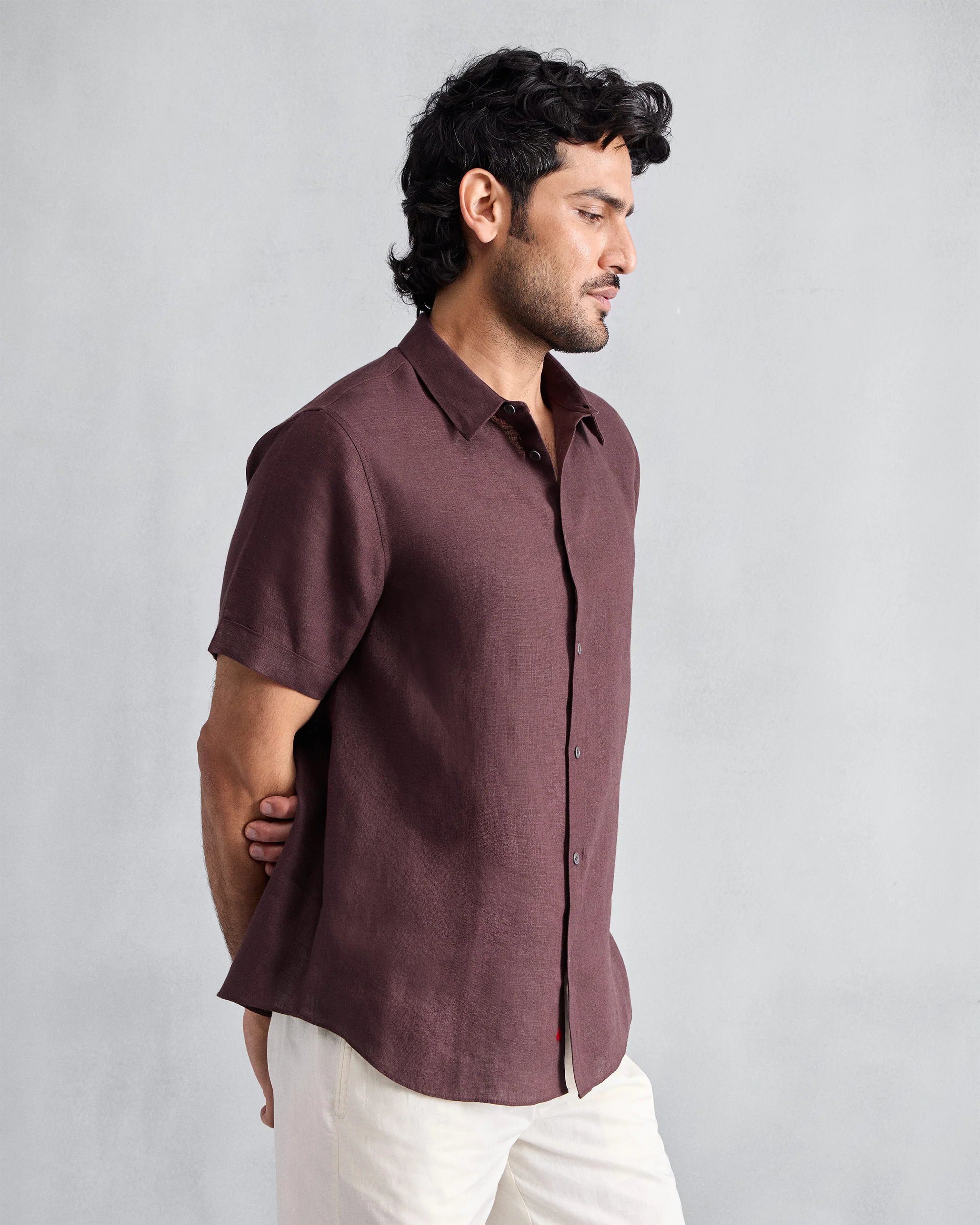 Half Sleeve Shirt - Chocolate Plum - Image 2