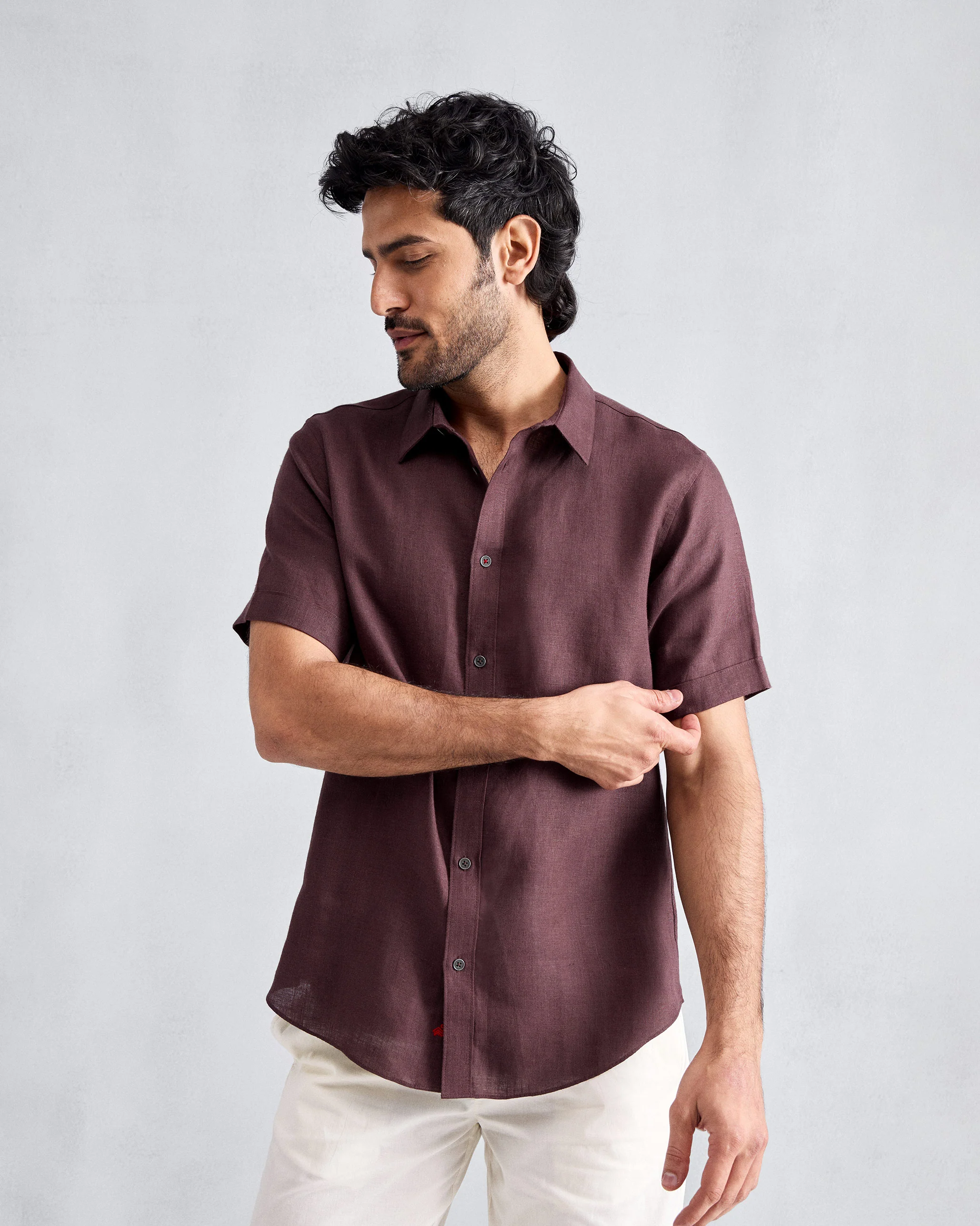 Half Sleeve Shirt - Chocolate Plum - Image 5