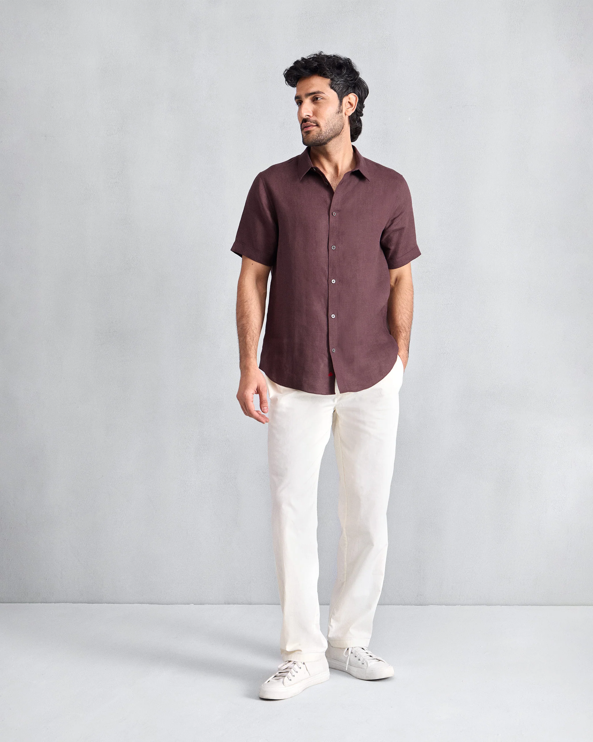 Half Sleeve Shirt - Chocolate Plum - Image 6