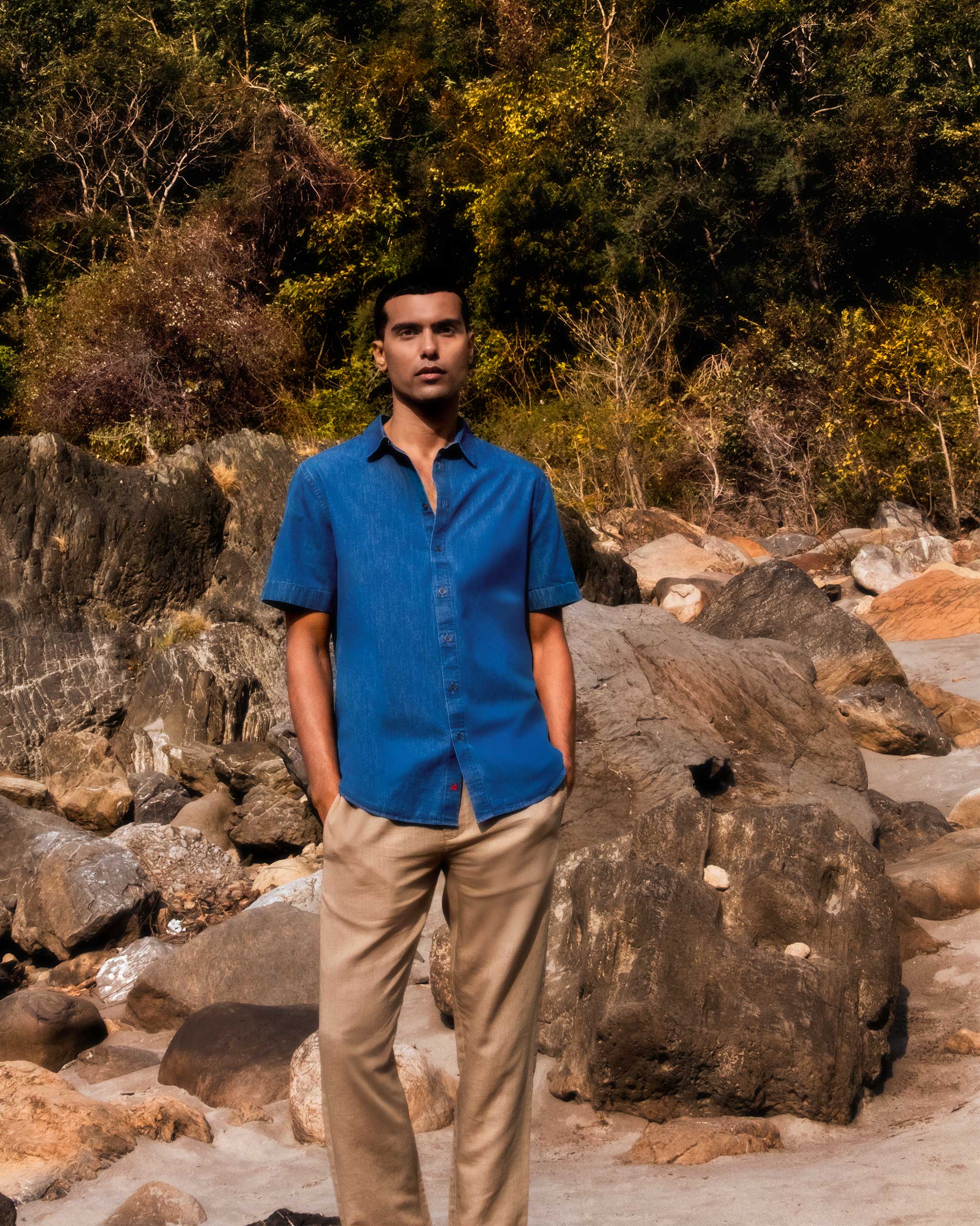 Half Sleeve Shirt - Denim - Image 2