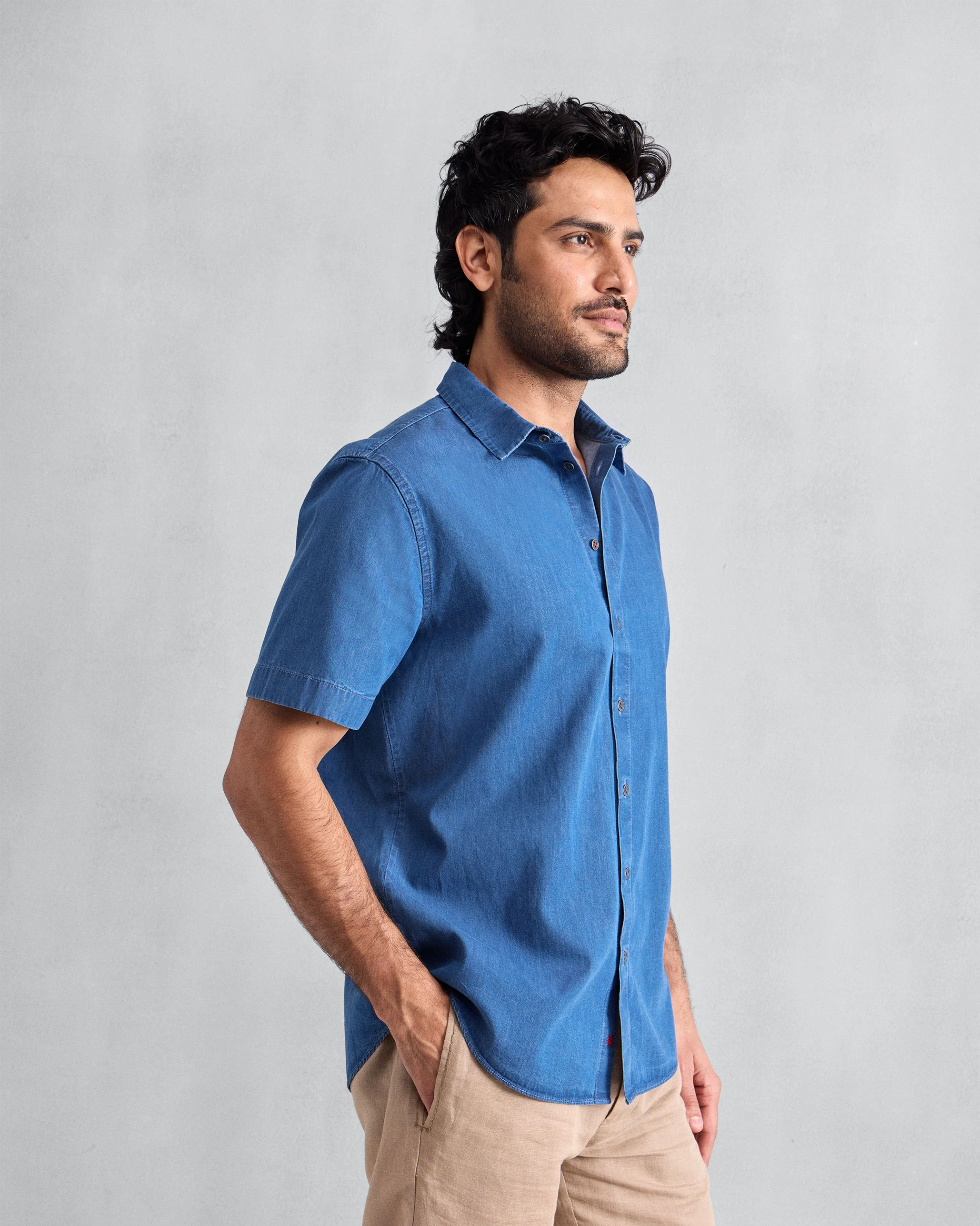 Half Sleeve Shirt - Denim - Image 3