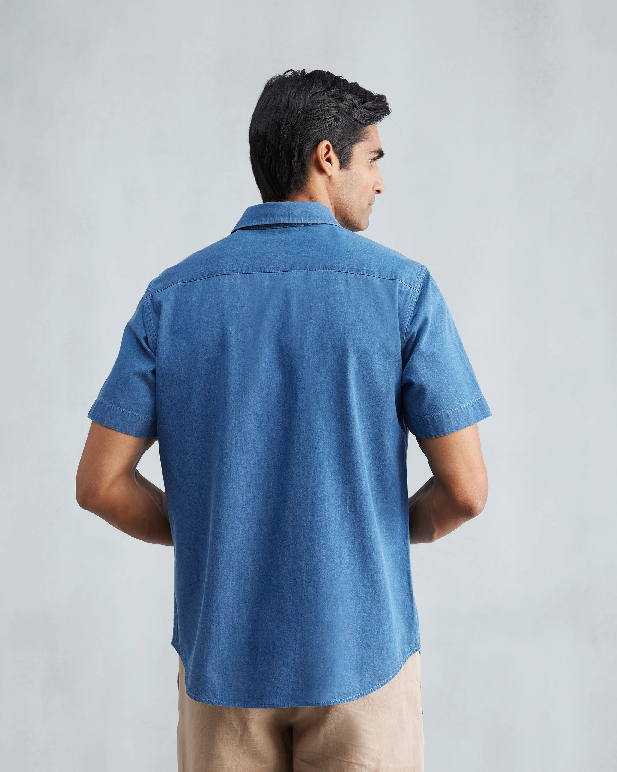 Half Sleeve Shirt - Denim - Image 3