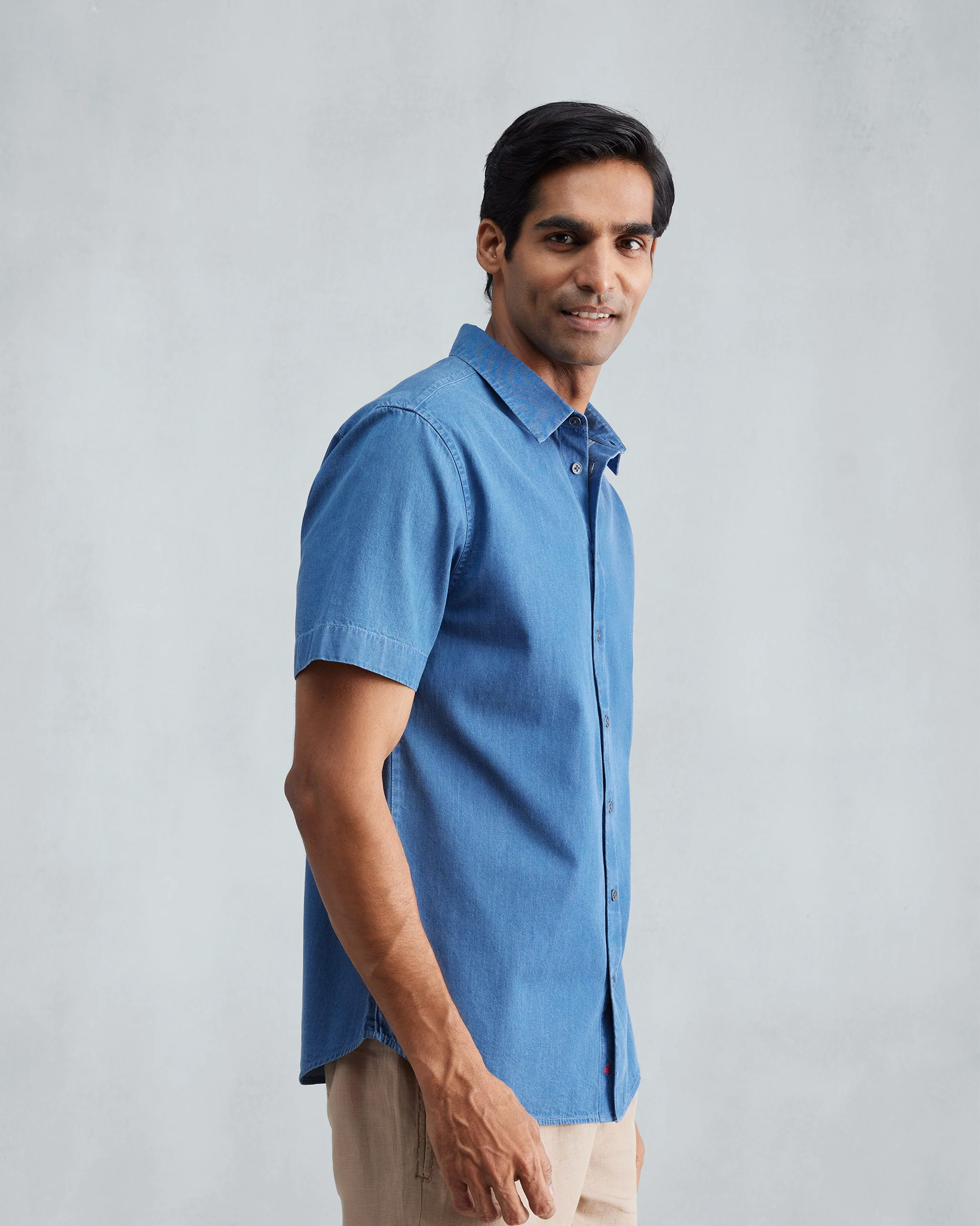 Half Sleeve Shirt - Denim - Image 6