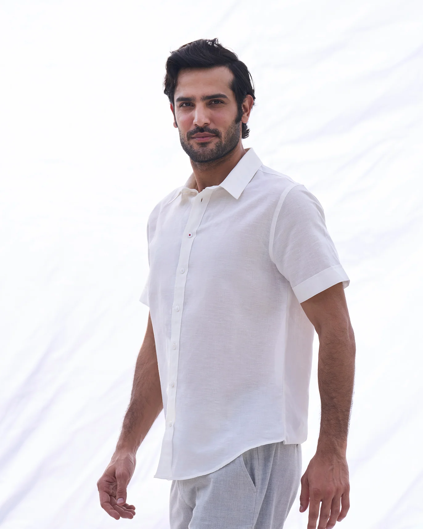 Half Sleeve Shirt - Ivory - Image 3