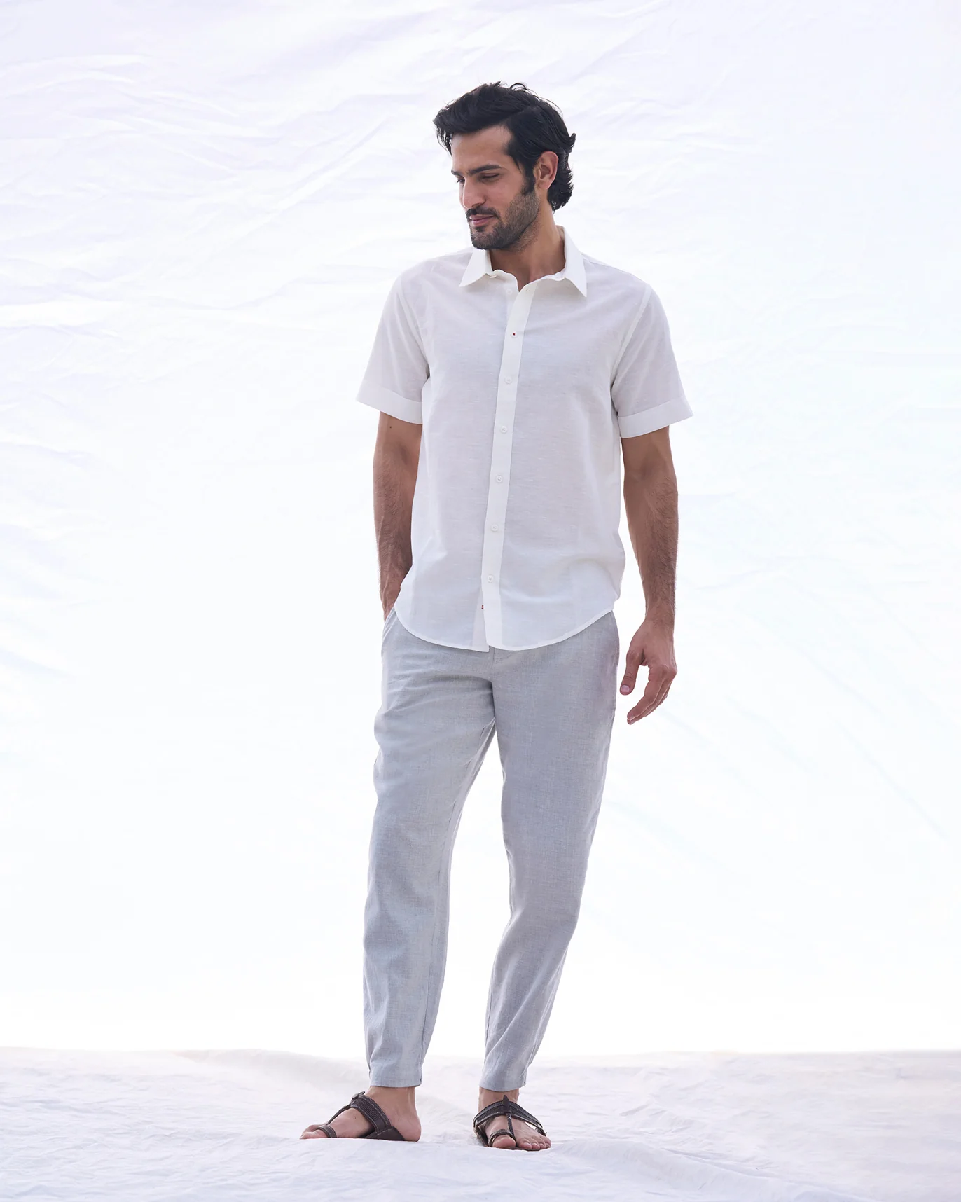 Half Sleeve Shirt - Ivory - Image 5