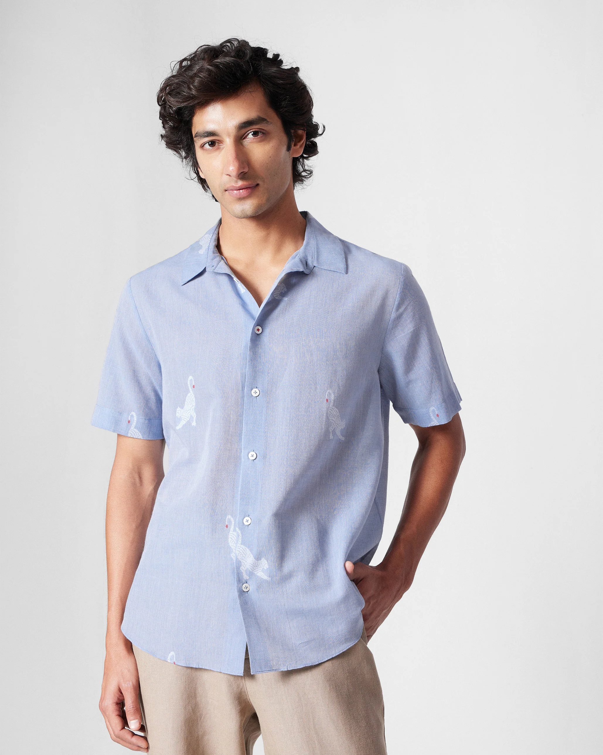 Half Sleeve Shirt - Light Blue - Image 4