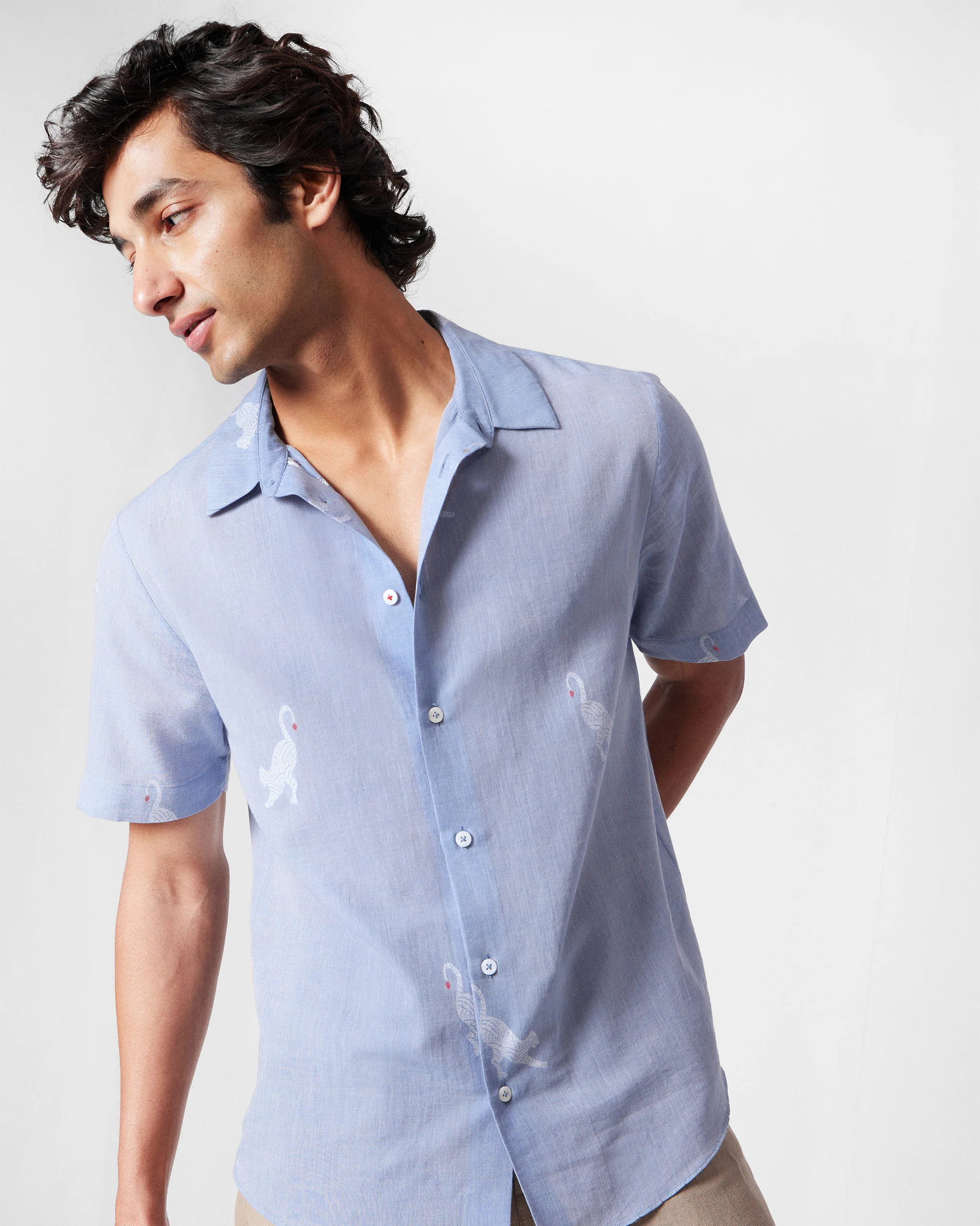 Half Sleeve Shirt - Light Blue - Image 6