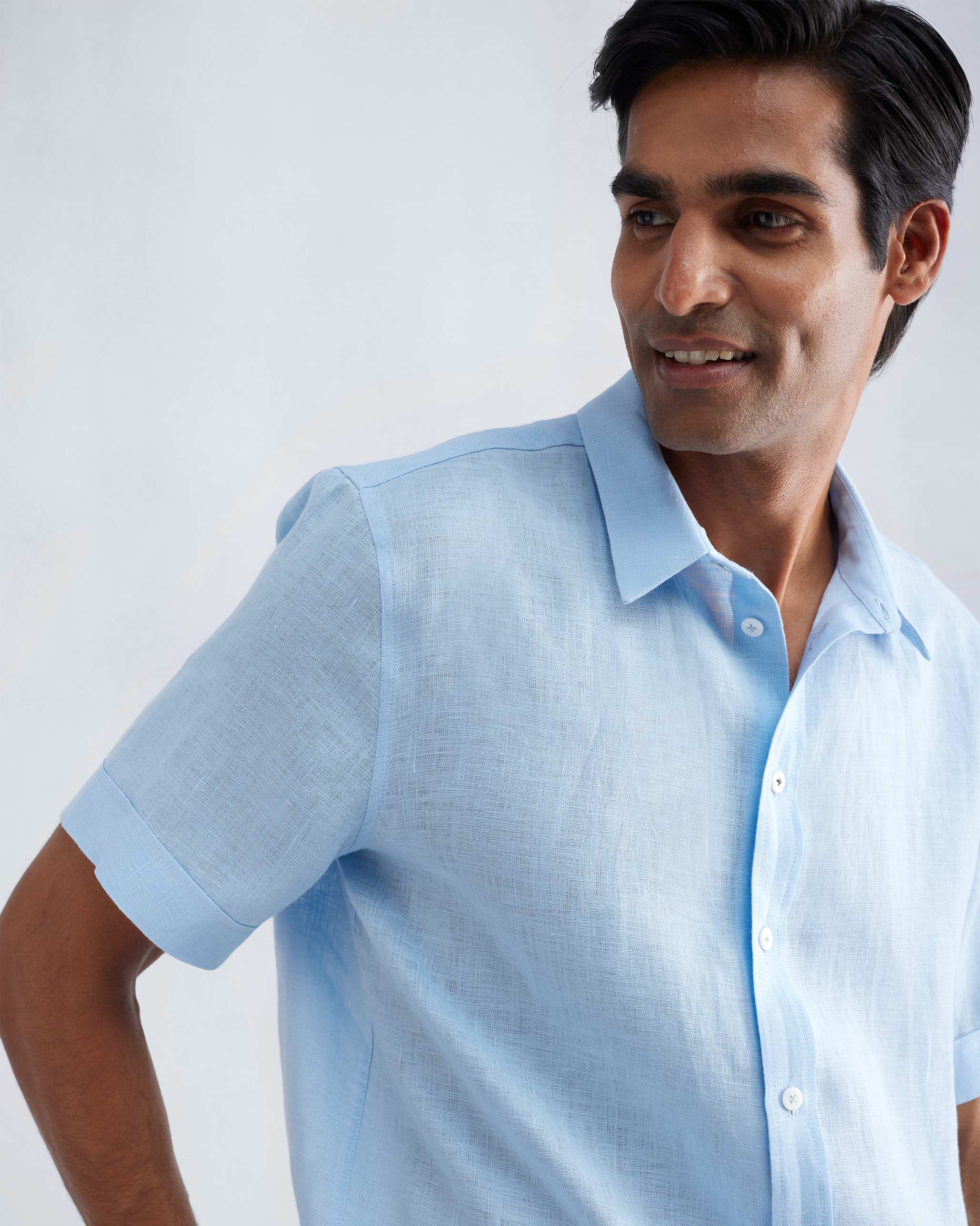 Half Sleeve Shirt - Light Blue - Image 3