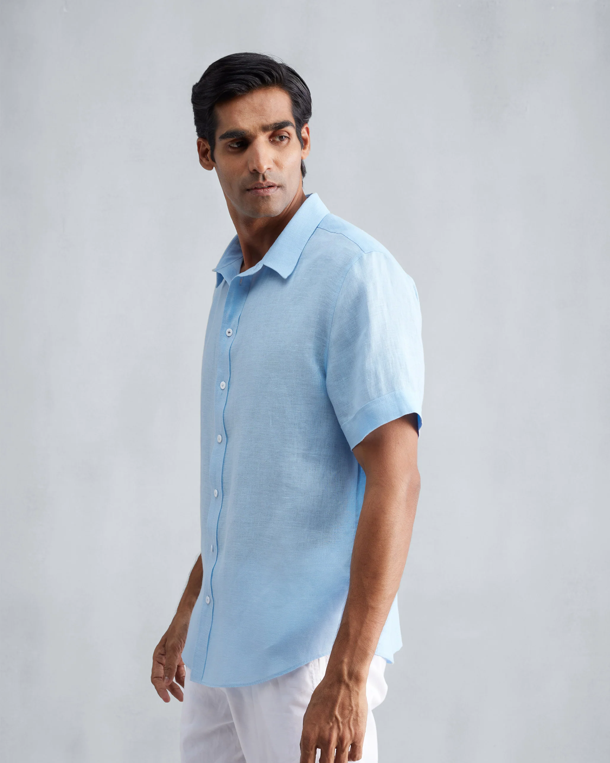 Half Sleeve Shirt - Light Blue - Image 5