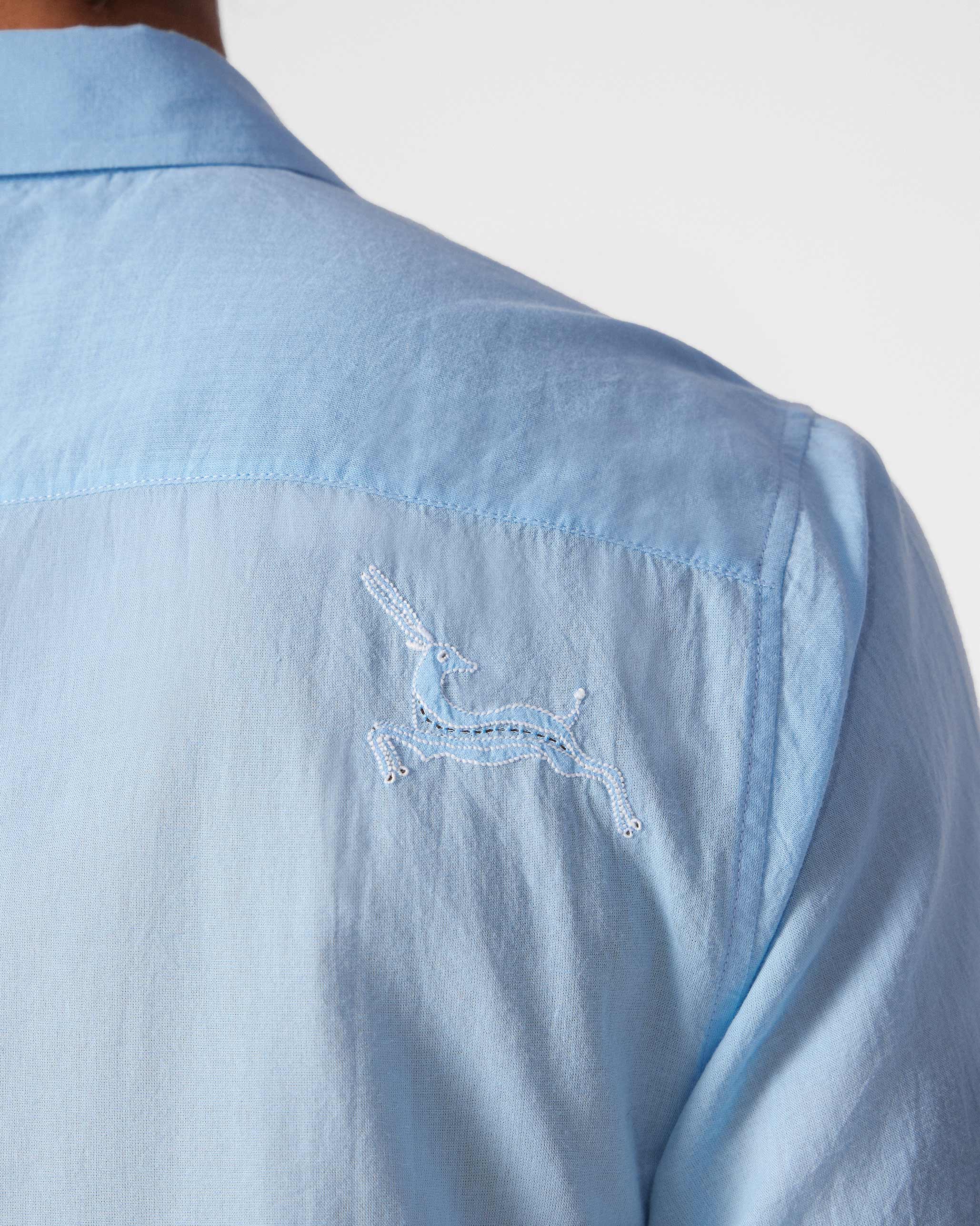 Half Sleeve Shirt - Light Blue Embroidered - Image 5