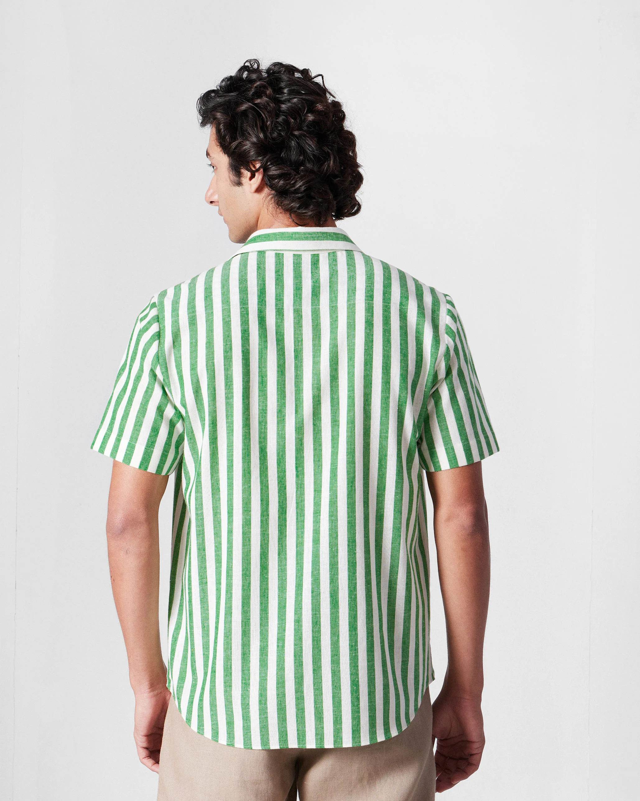 Half Sleeve Shirt - Light Green Embroidered - Image 4
