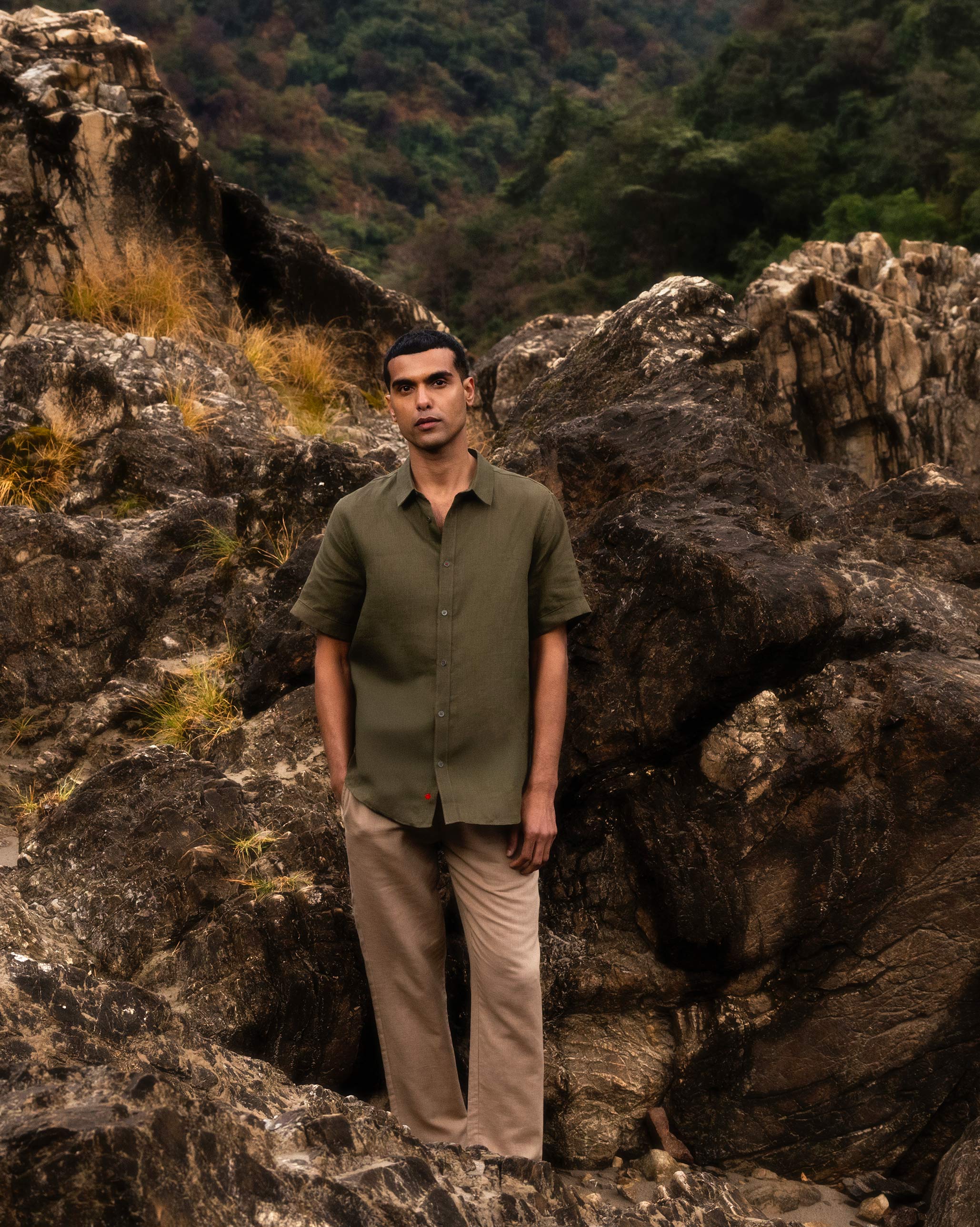 Half Sleeve Shirt - Olive - Image 2