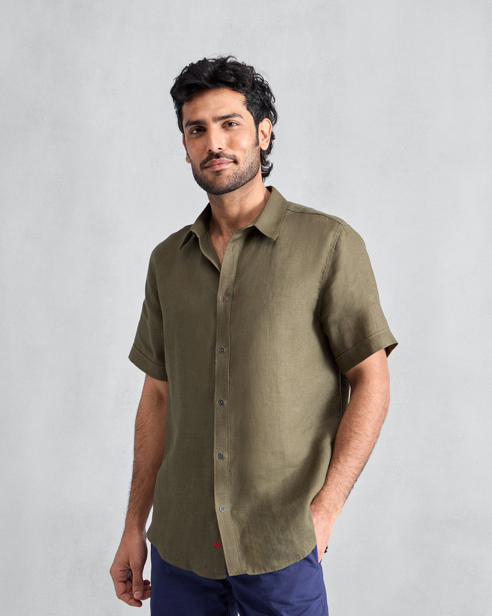 Half Sleeve Shirt - Olive - Image 5