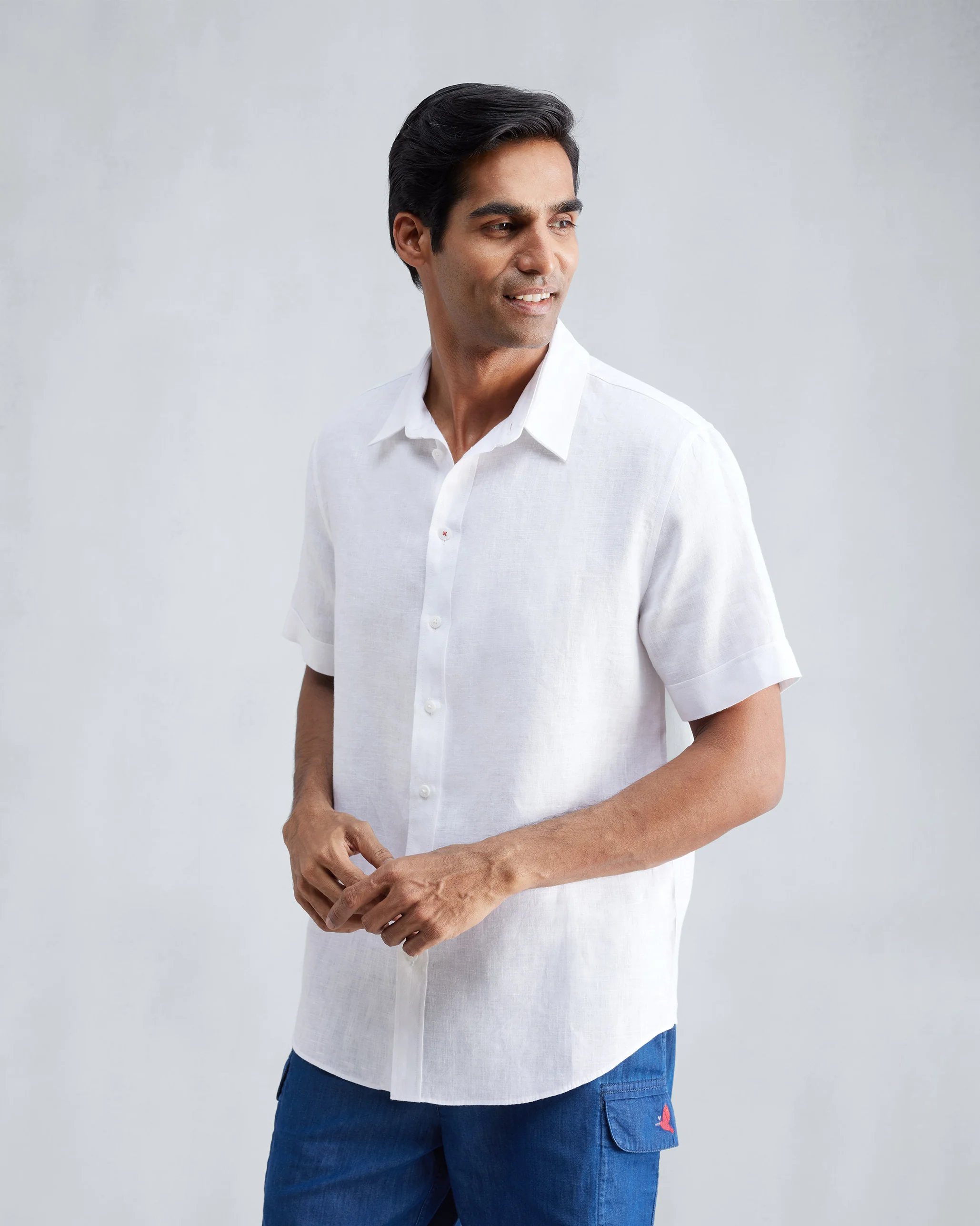 Half Sleeve Shirt - White - Image 3