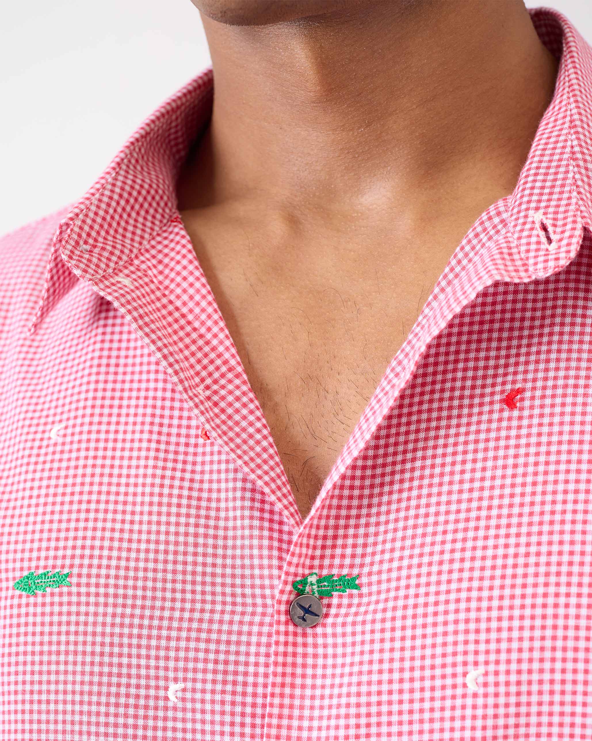 Half Sleeve Shirt - White & Watermelon Checks - Image 5