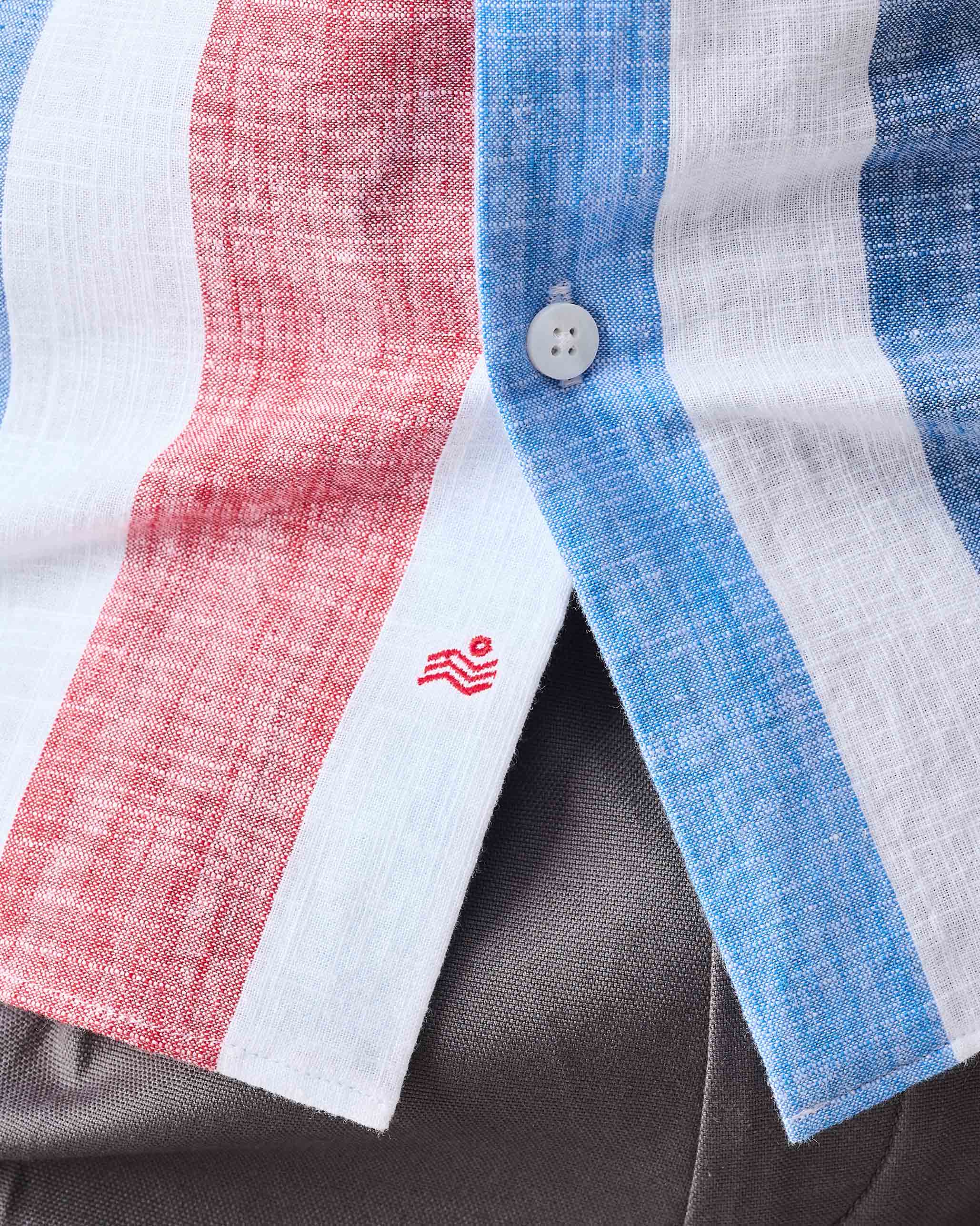Half Sleeves Shirt - Blue & Red Stripes - Image 6
